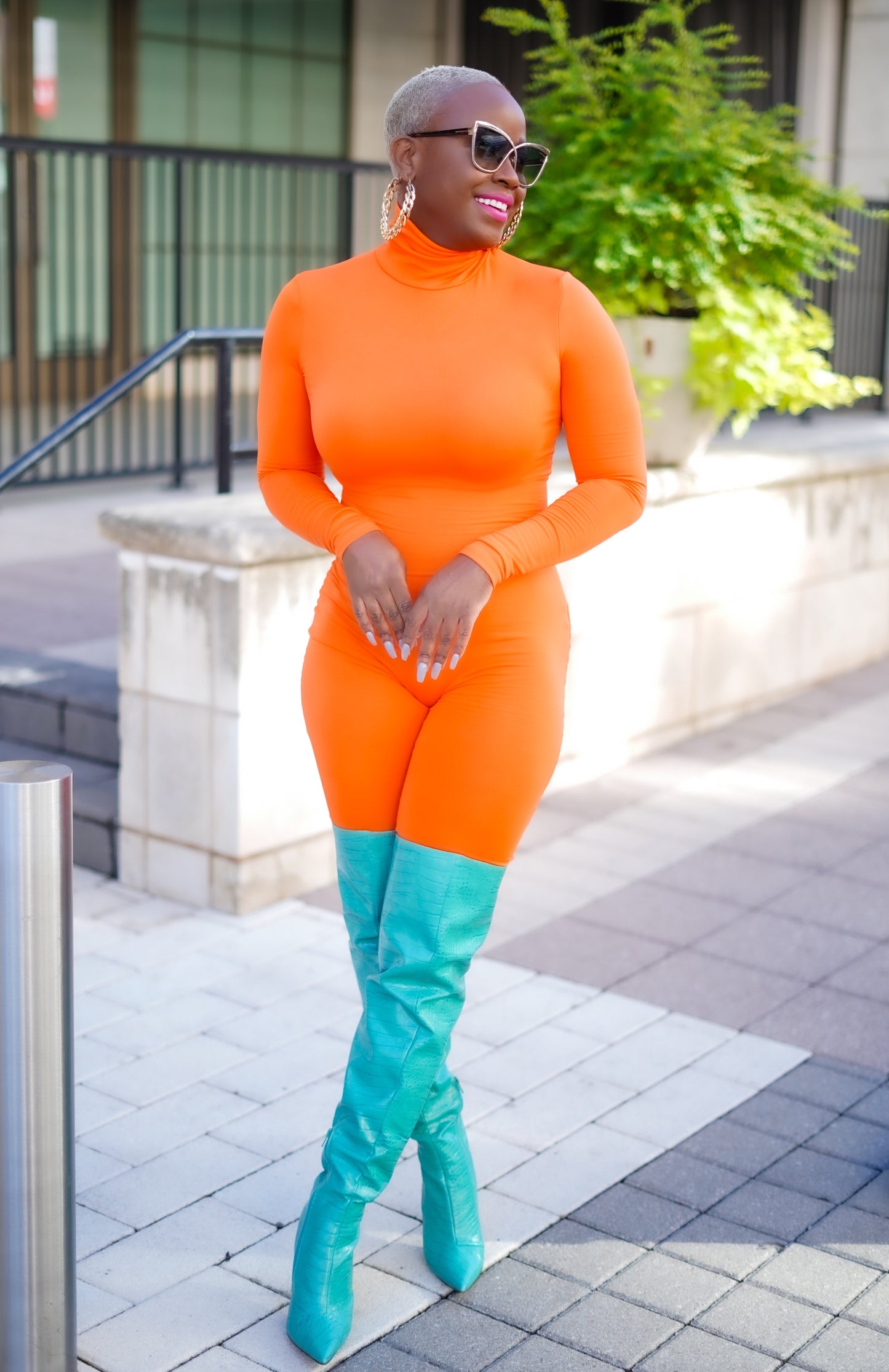 Long Sleeve Turtleneck Bodysuit (Vivid Orange)