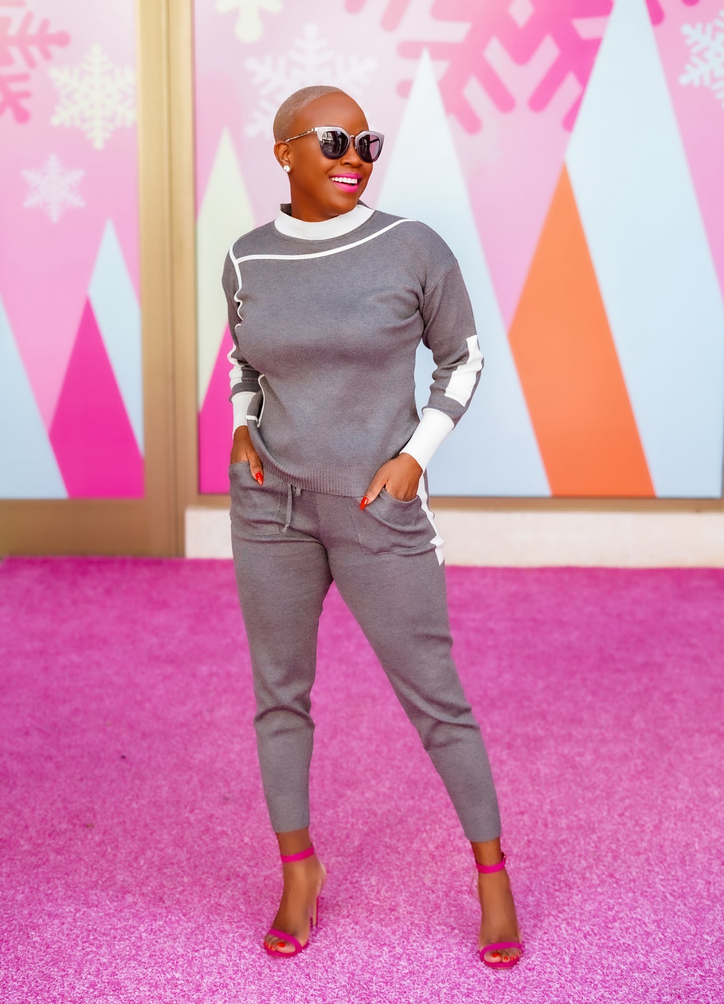 PLUS SIZE—Color Block Sweater Set (Light Gray)--Will Ship The Week Of 11/10/25