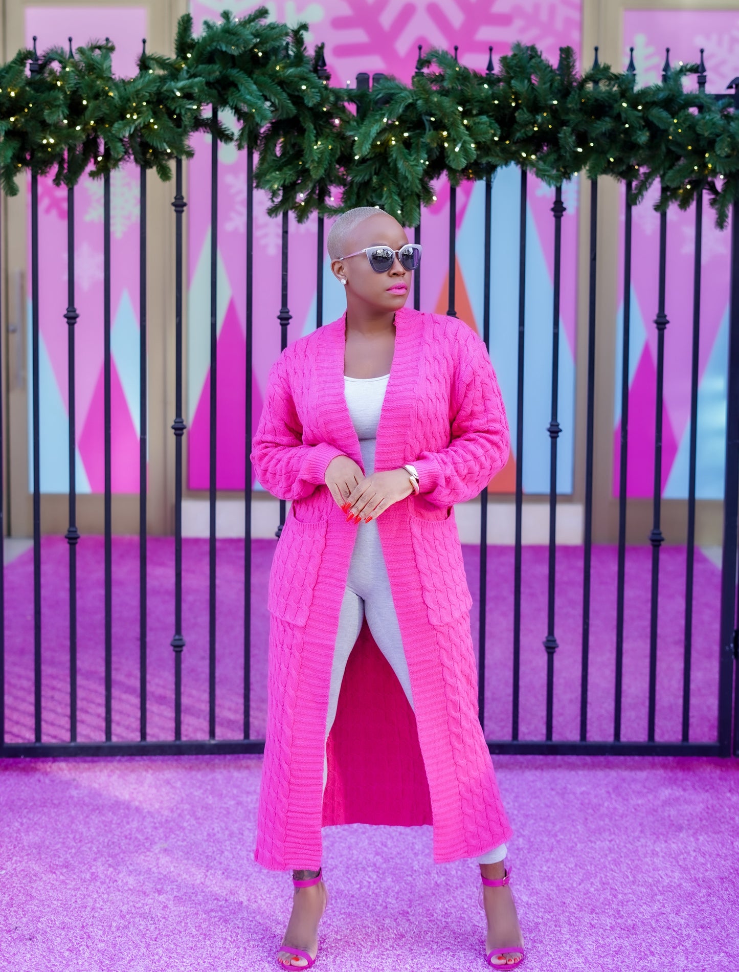 PLUS SIZE—Sunny Autumn Long Sleeve Cardigan (Fuchsia)—4/28/25