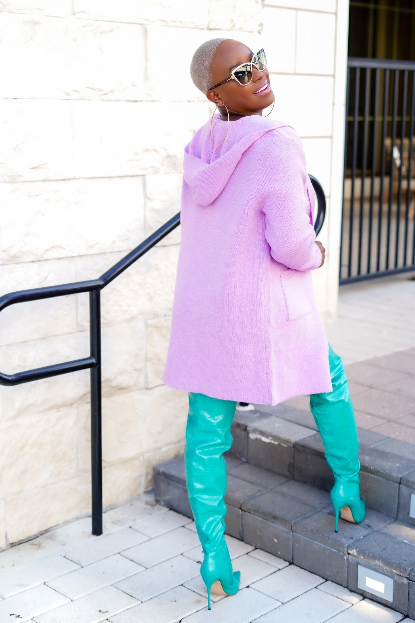 Hooded Open Front Cardigan Sweater