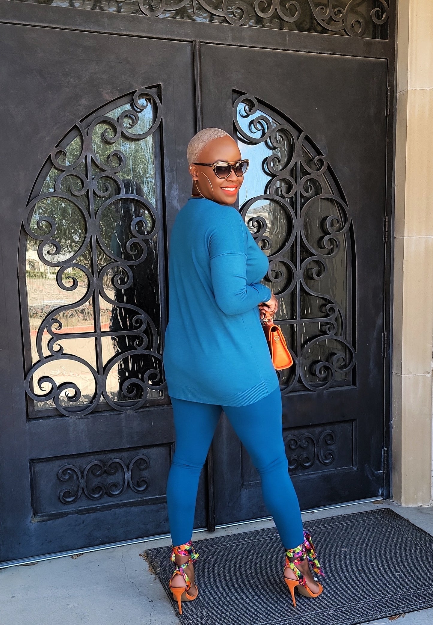 Saturday Morning V-Neck Center Seam Sweater (Ocean Blue)--SWEATER ONLY