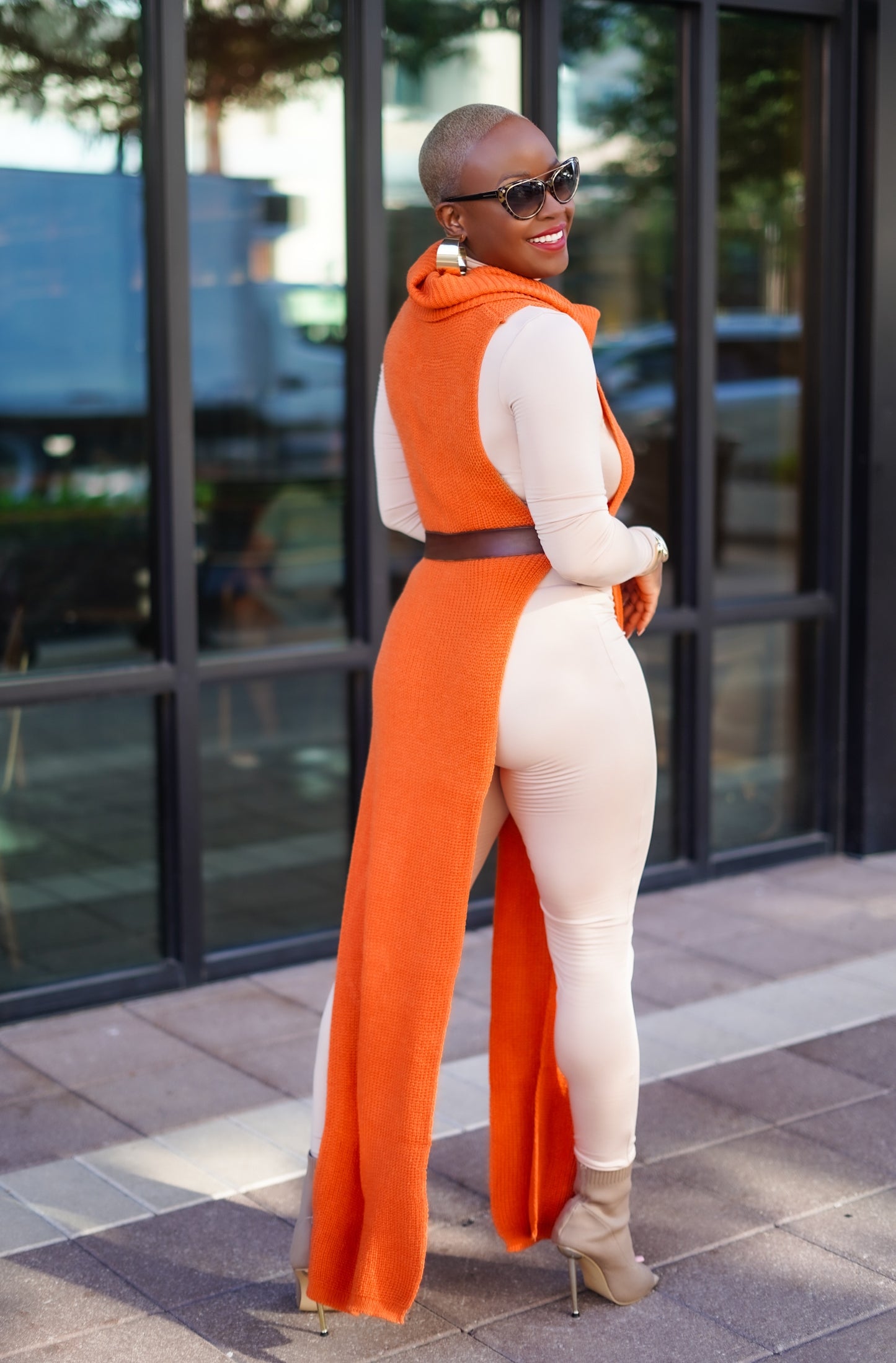 Let's Get Layered Open Sided Sweater (Burnt Orange)--Will Ship The Week Of 11/10/25