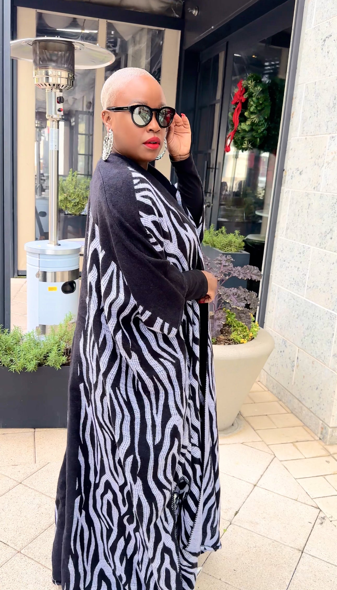 Oversized Open Front Winter Cardigan (Black Zebra Print)--Will Ship The Week Of 4/28/25