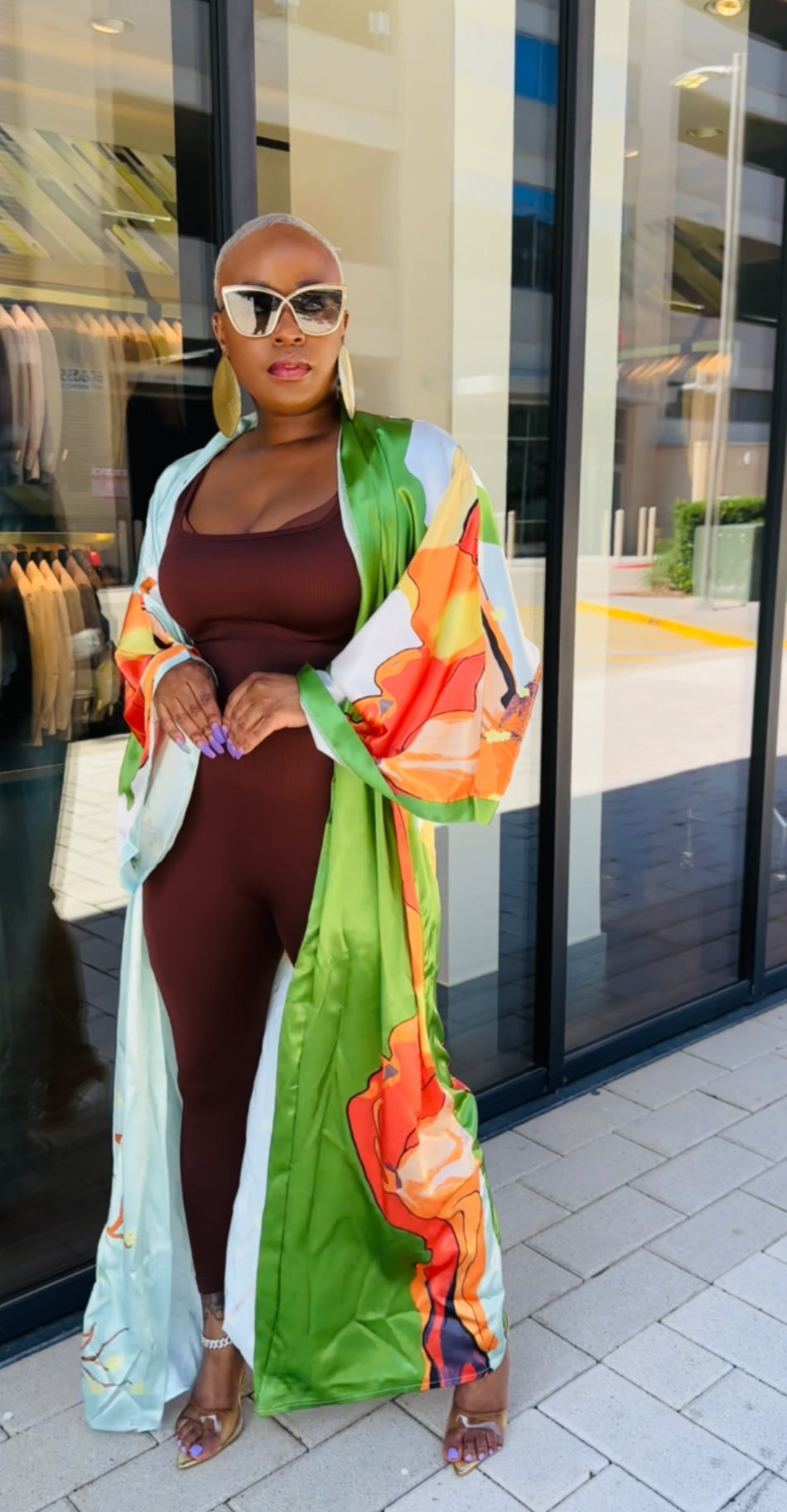 Blooming Blossom Kimono (Olive/Orange)--Will Ship The Week Of 11/10/25