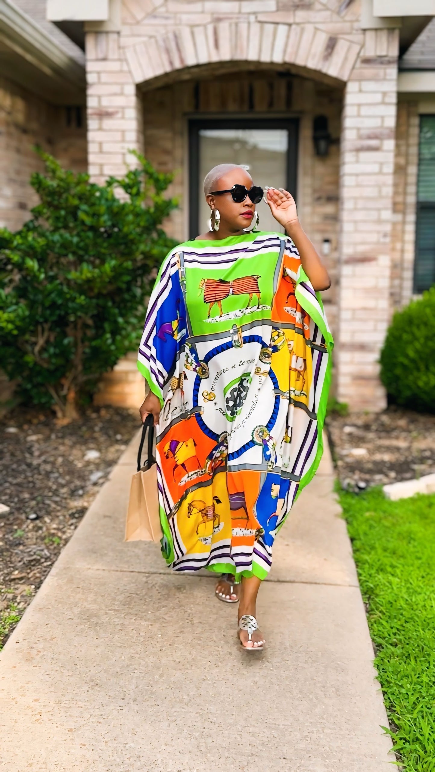 Summer Beach Kaftan (Green/Blue Print)—Will Ship The Week Of 6/22/26