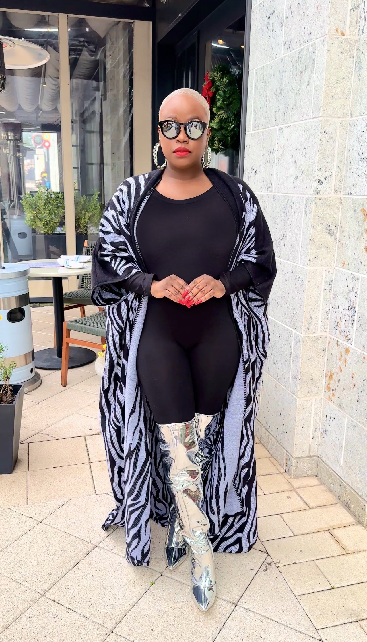 Oversized Open Front Winter Cardigan (Black Zebra Print)--Will Ship The Week Of 4/28/25
