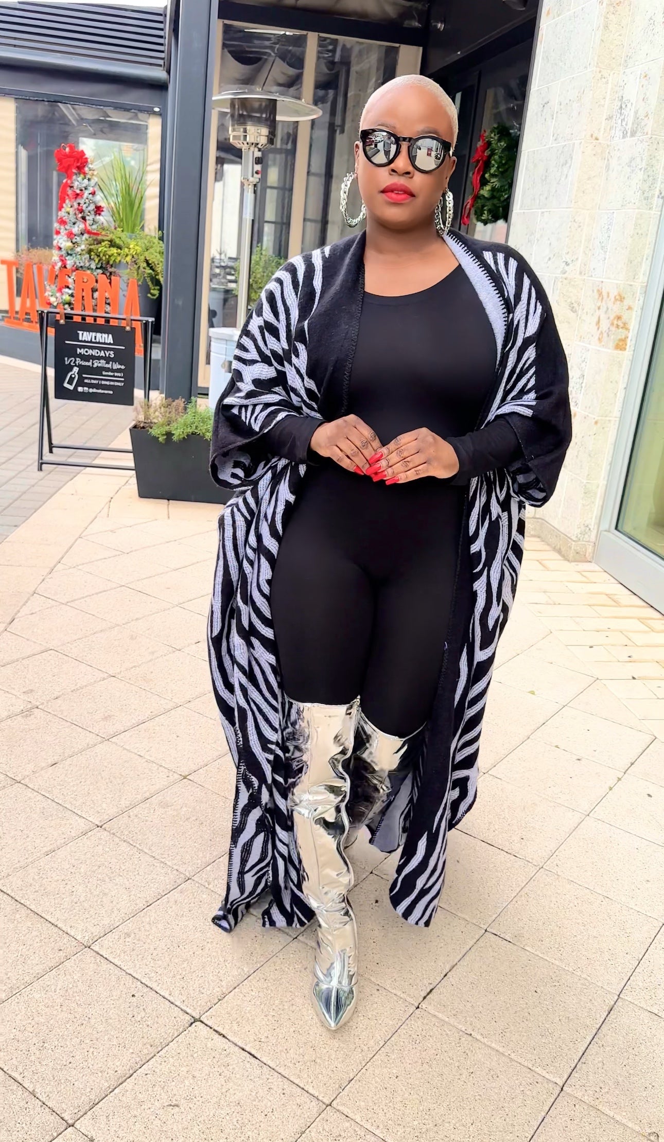 Oversized Open Front Winter Cardigan (Black Zebra Print)--Will Ship The Week Of 4/28/25