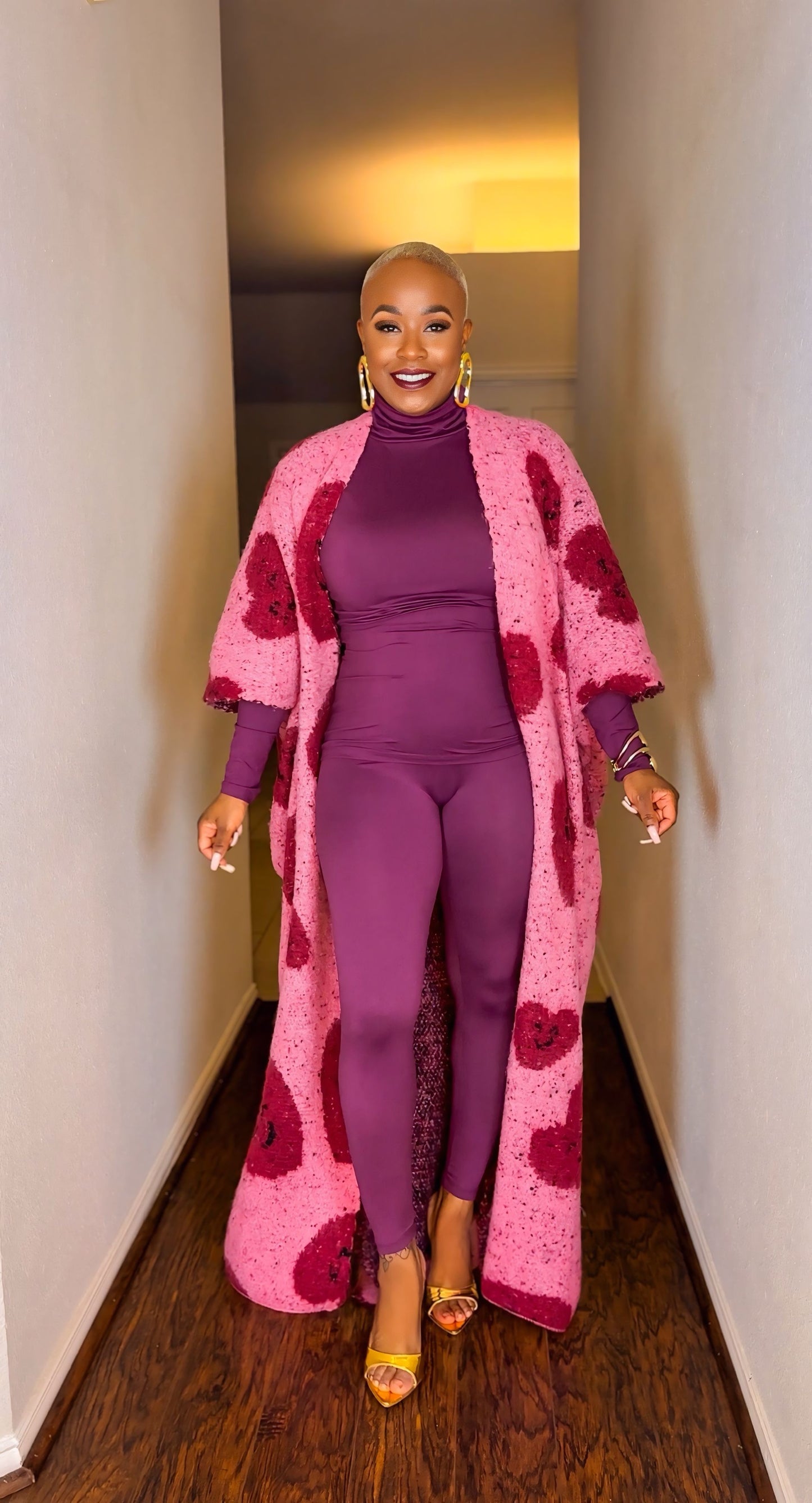 Oversized Open Front Poncho Sweater (Berry Love 💕 )—Will Ship The Week Of 1/19/26