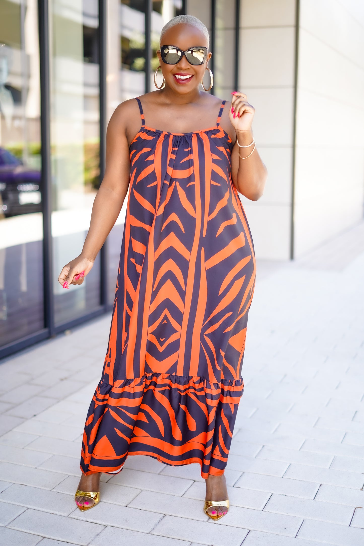 Tribal Abstract Printed Maxi Dress