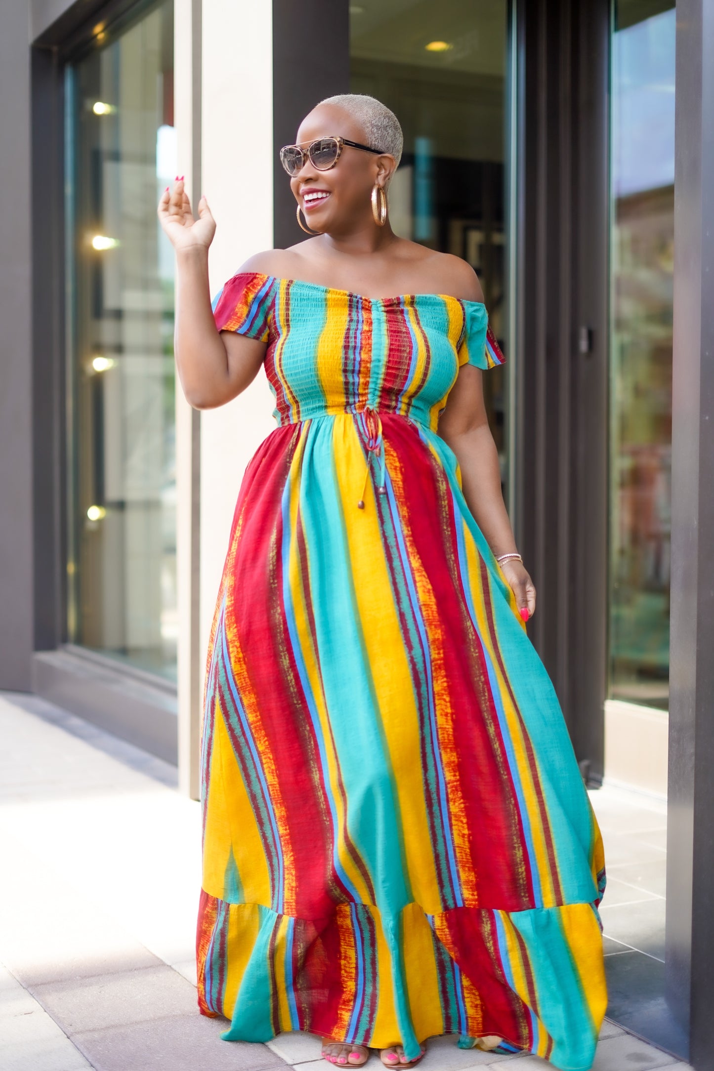 Gypsy Eyes Off Shoulder Maxi Dress