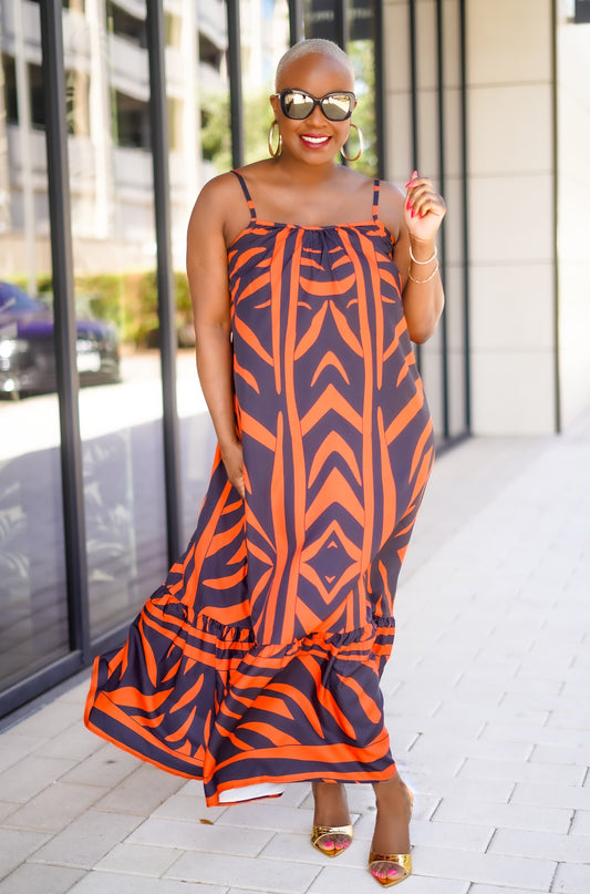Tribal Abstract Printed Maxi Dress