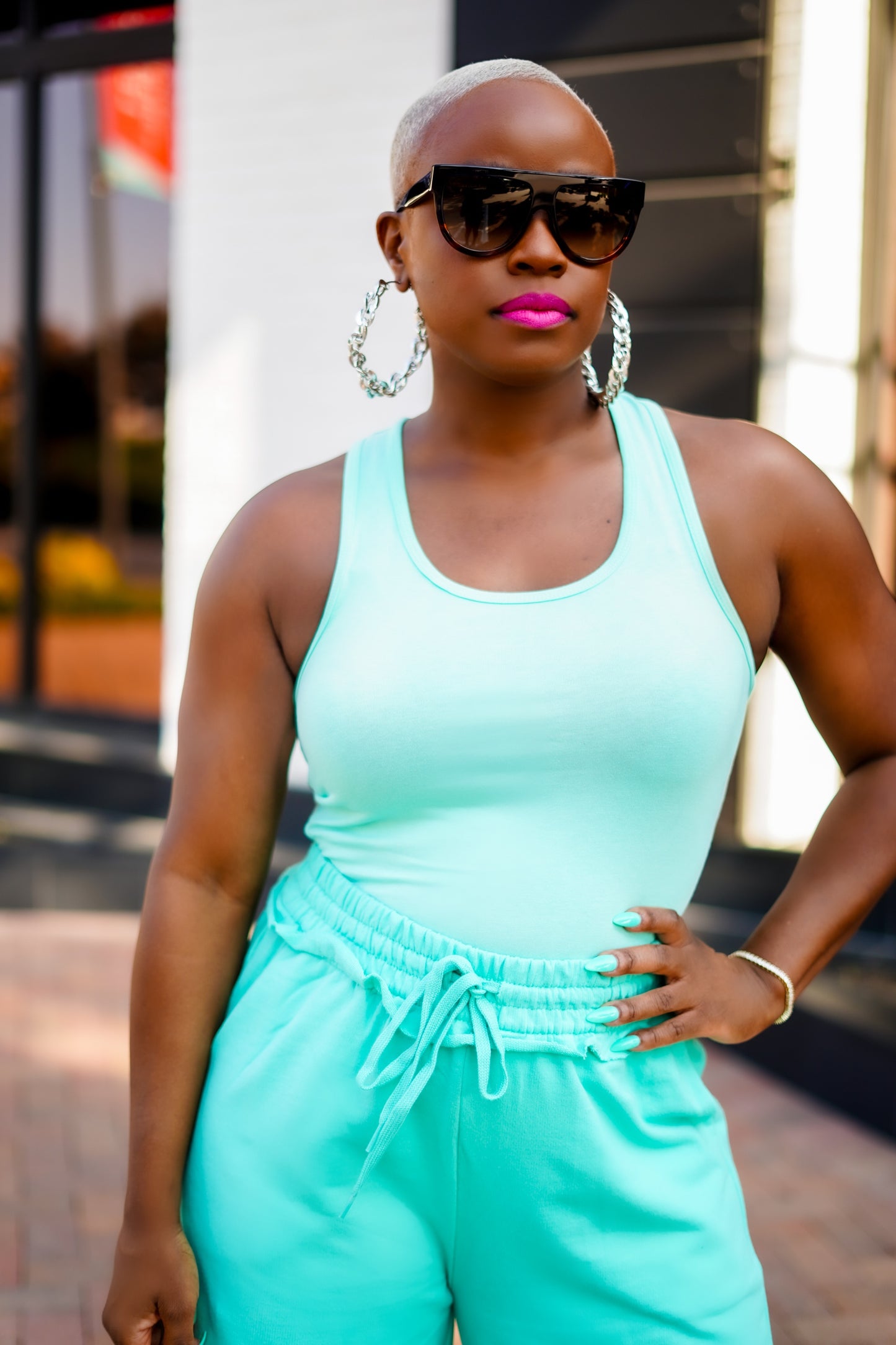 Premium Cotton Racer Back Tank Bodysuit (Mint)