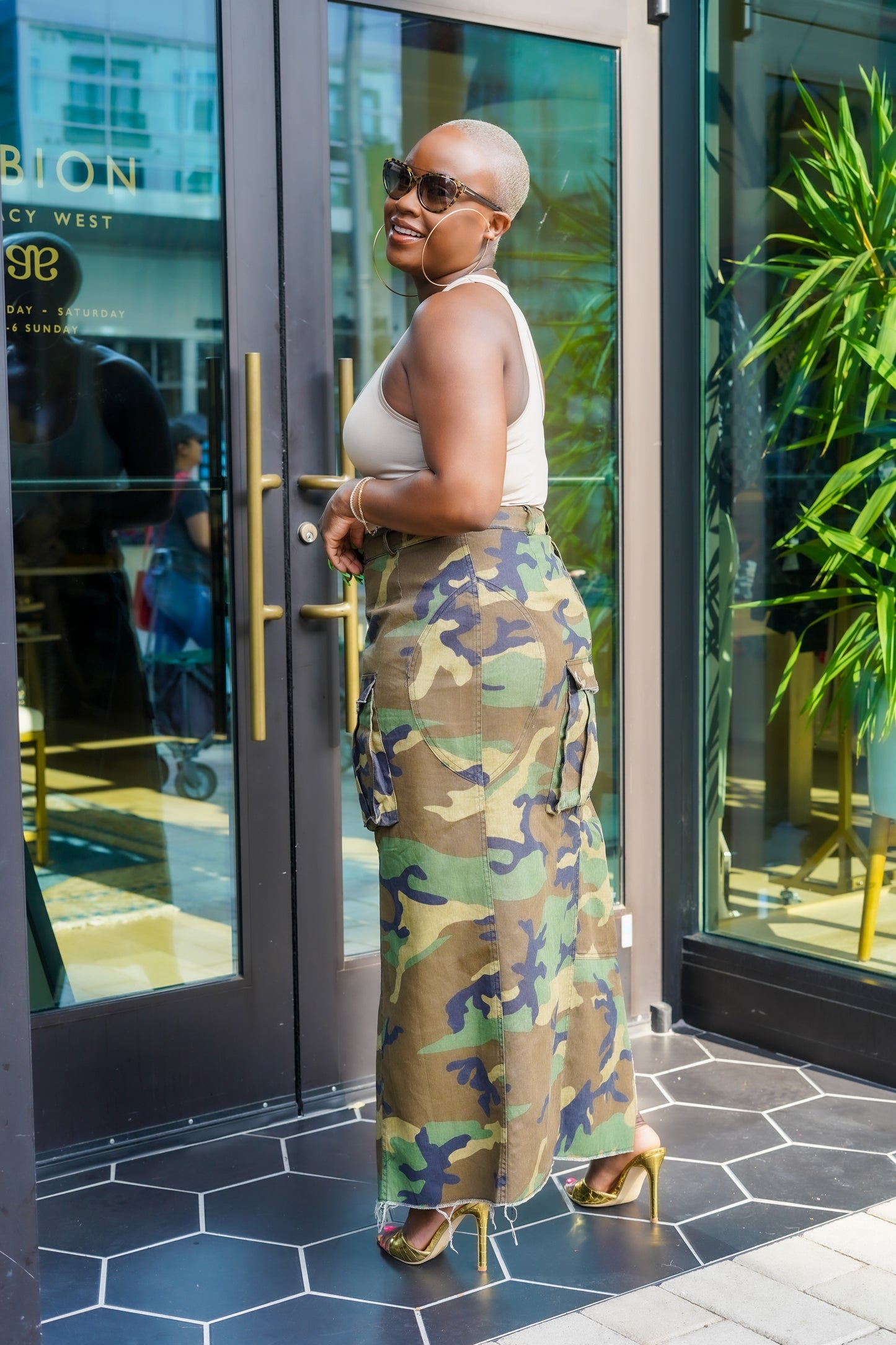 PLUS SIZE—Cute In Camouflage Sexy High Split Skirt—Will Ship The Week Of 11/10/25
