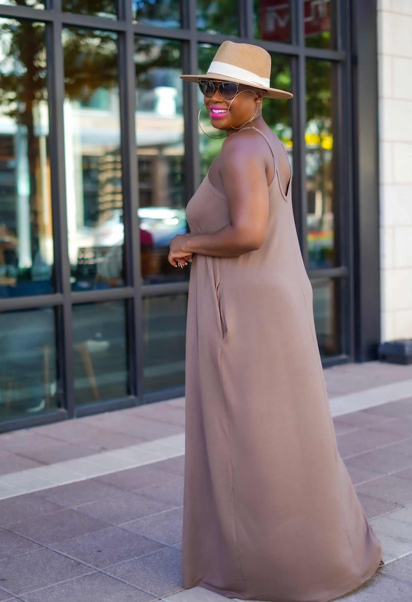 PLUS SIZE--Beachside Resort Maxi Dress (Latte)