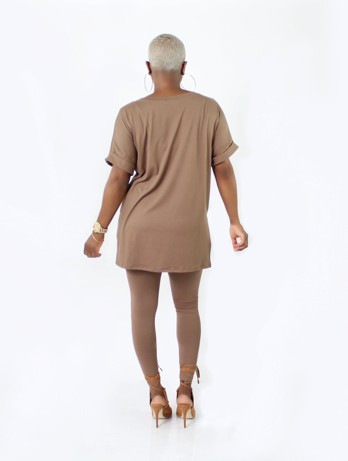 PLUS SIZE--Mocha Latte Short Sleeve Matching Set