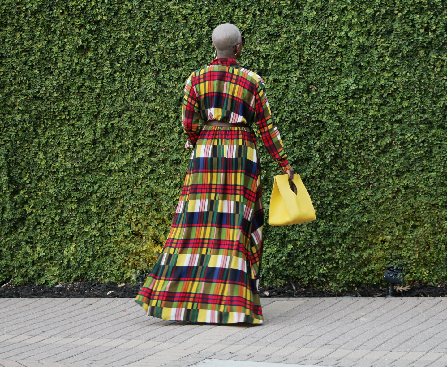 PLUS SIZE Vivid Color Block Plaid Maxi Dress