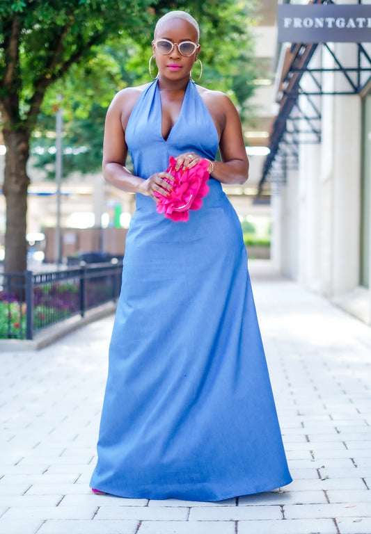 Elegant Denim Maxi Dress