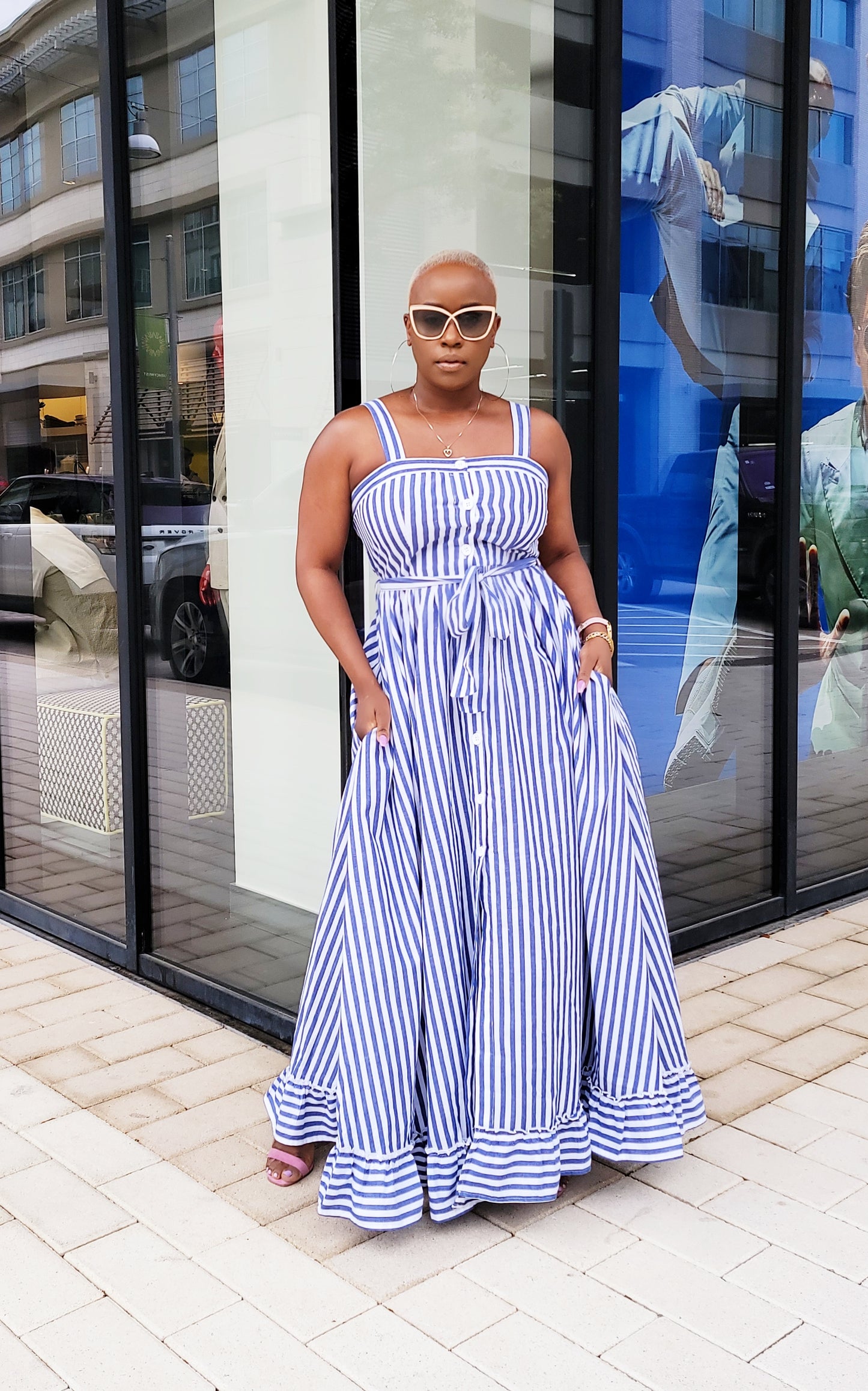 Vineyard Vacation Striped Maxi Dress