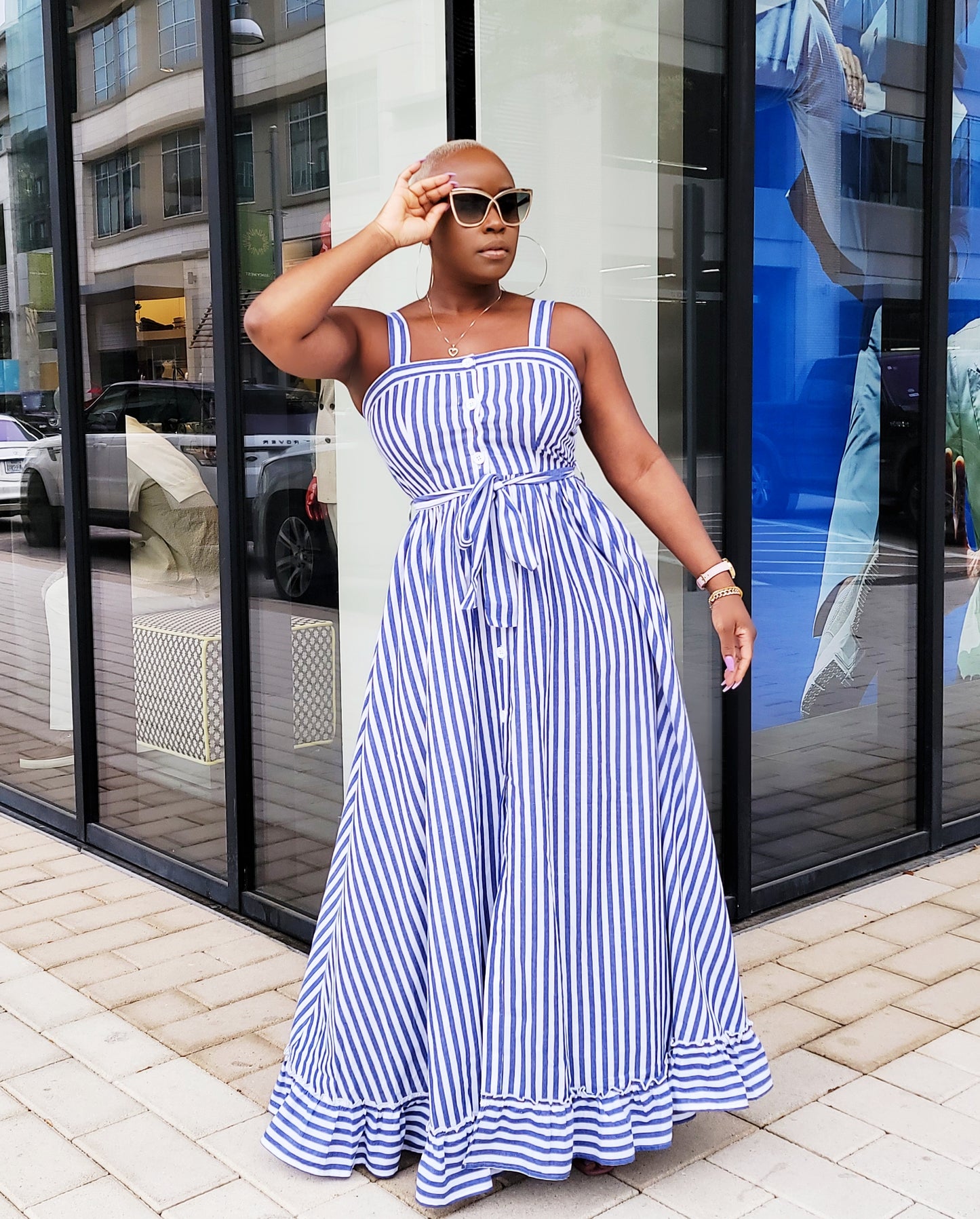 Vineyard Vacation Striped Maxi Dress