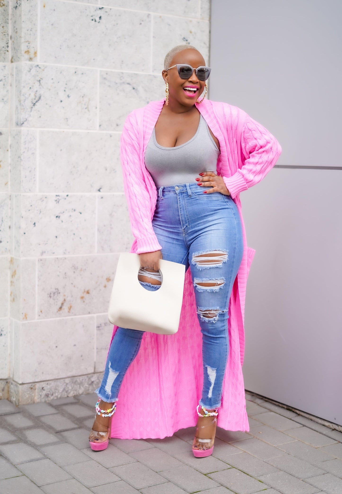 Sunny Autumn Long Sleeve Cardigan (Bubblegum Pink)--Will Ship The Week Of 11/10/25
