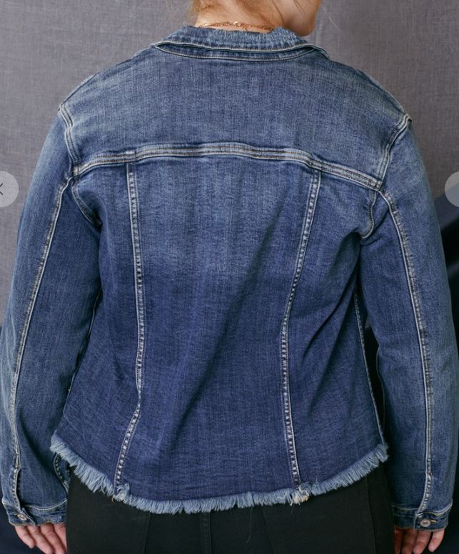 PLUS SIZE--Distressed Denim Jacket