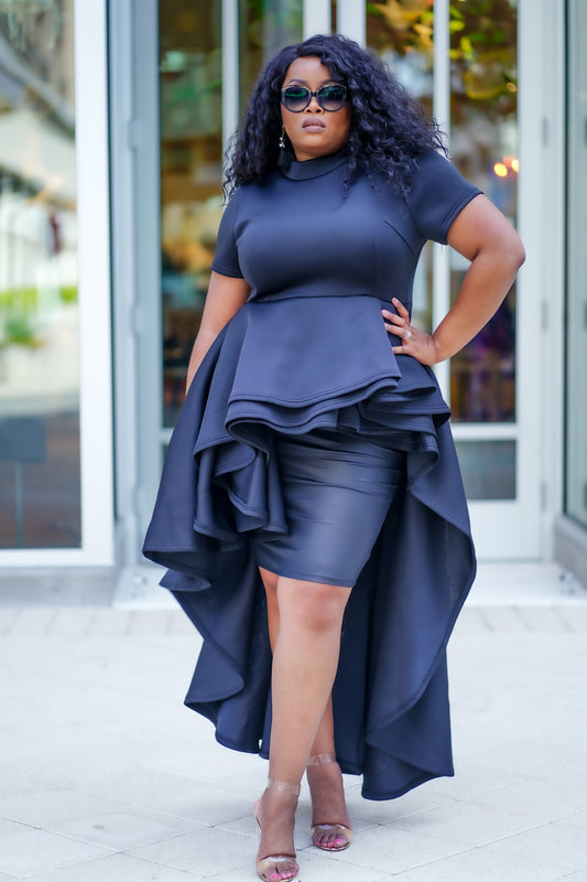 PLUS SIZE--All Eyez On Me Hi-Lo Peplum Top