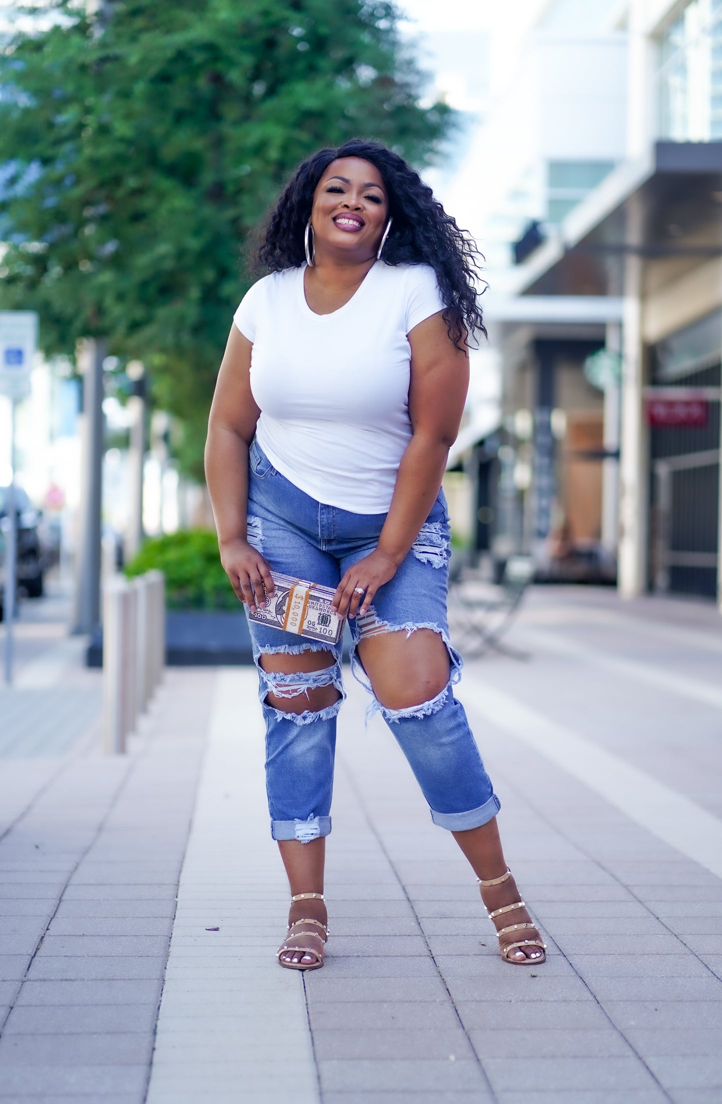 PLUS SIZE--Distressed Boyfriend Jeans