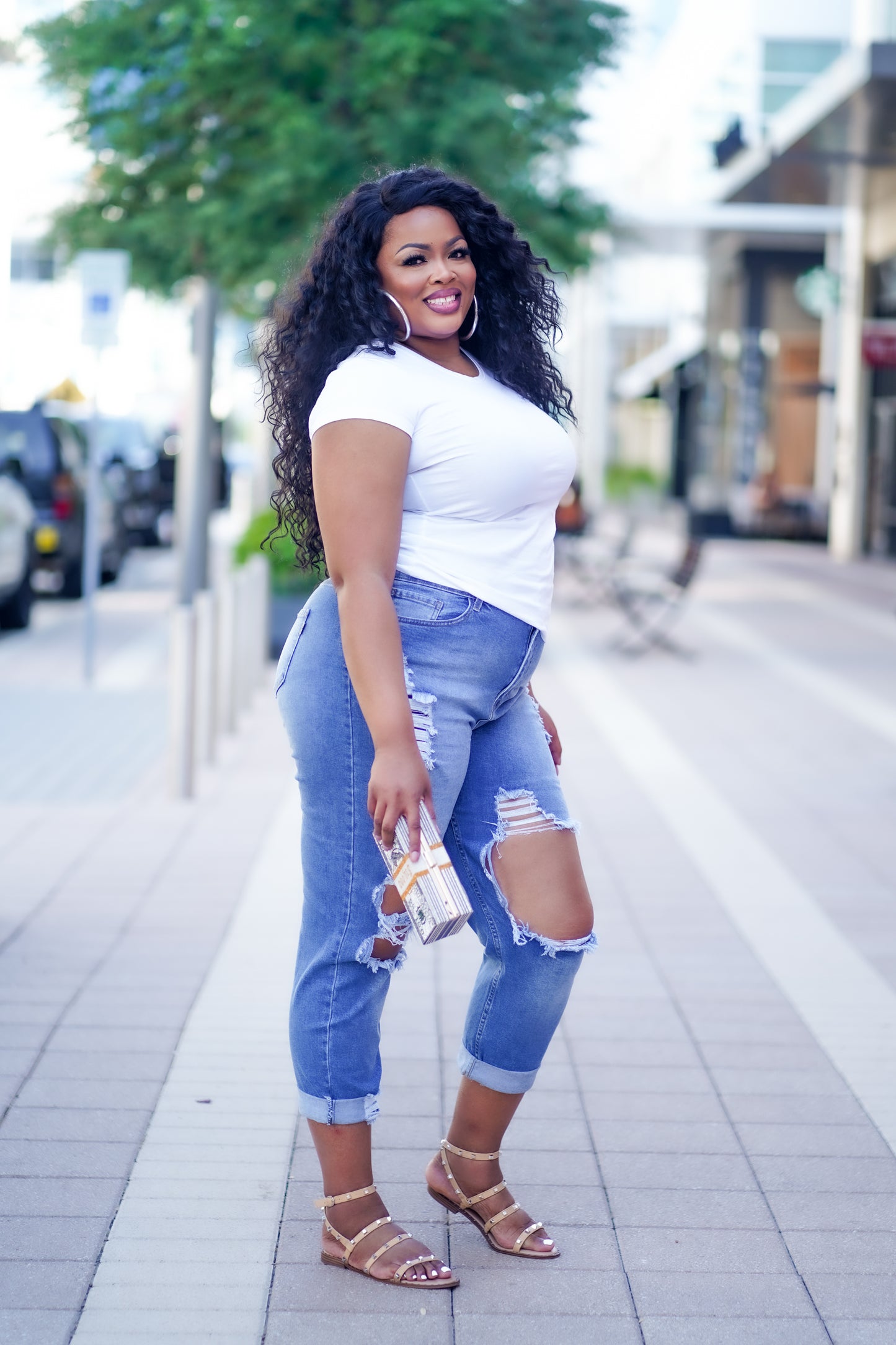PLUS SIZE--Distressed Boyfriend Jeans