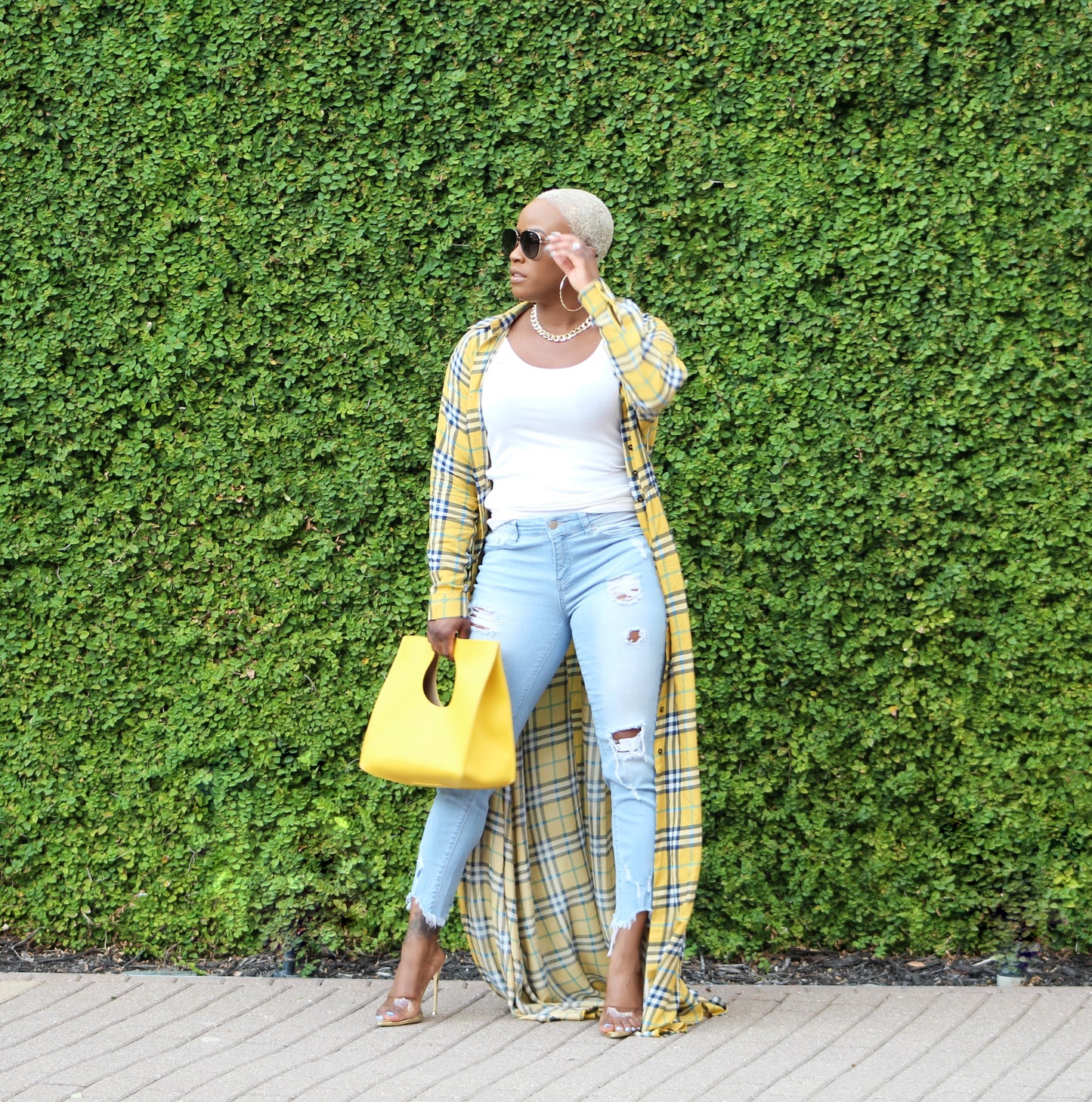 PLUS SIZE--Hello Sunshine Plaid Maxi Dress