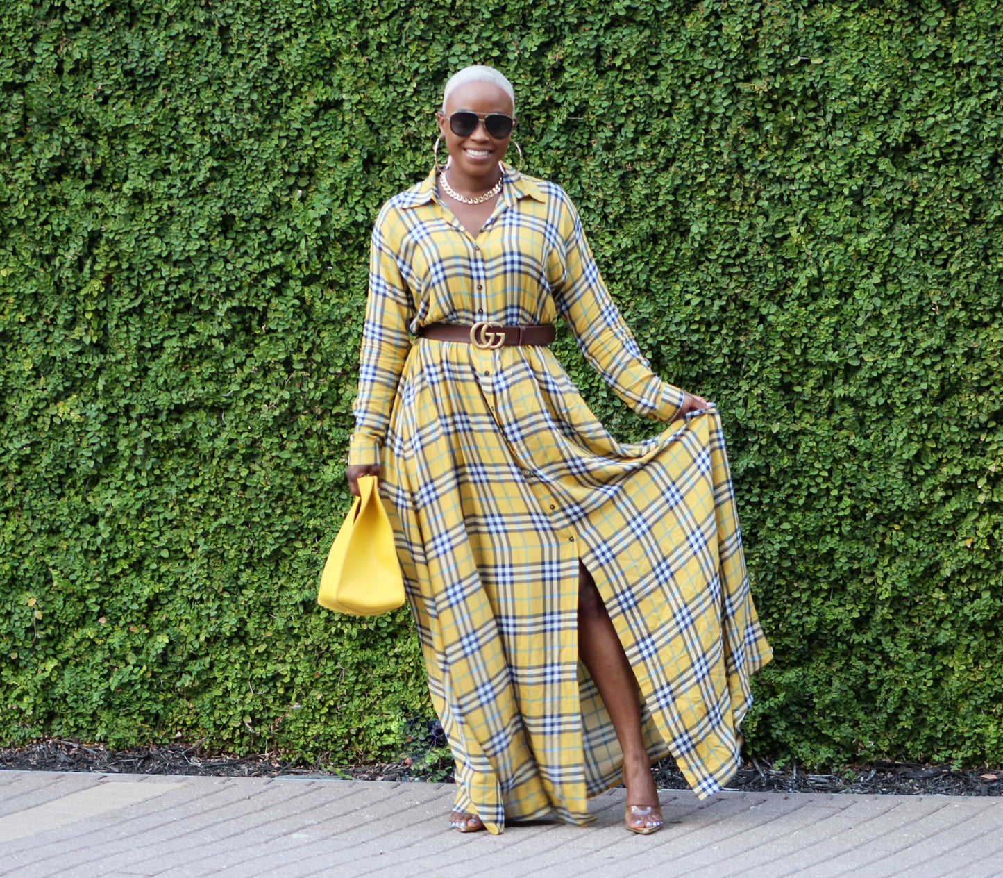 PLUS SIZE--Hello Sunshine Plaid Maxi Dress