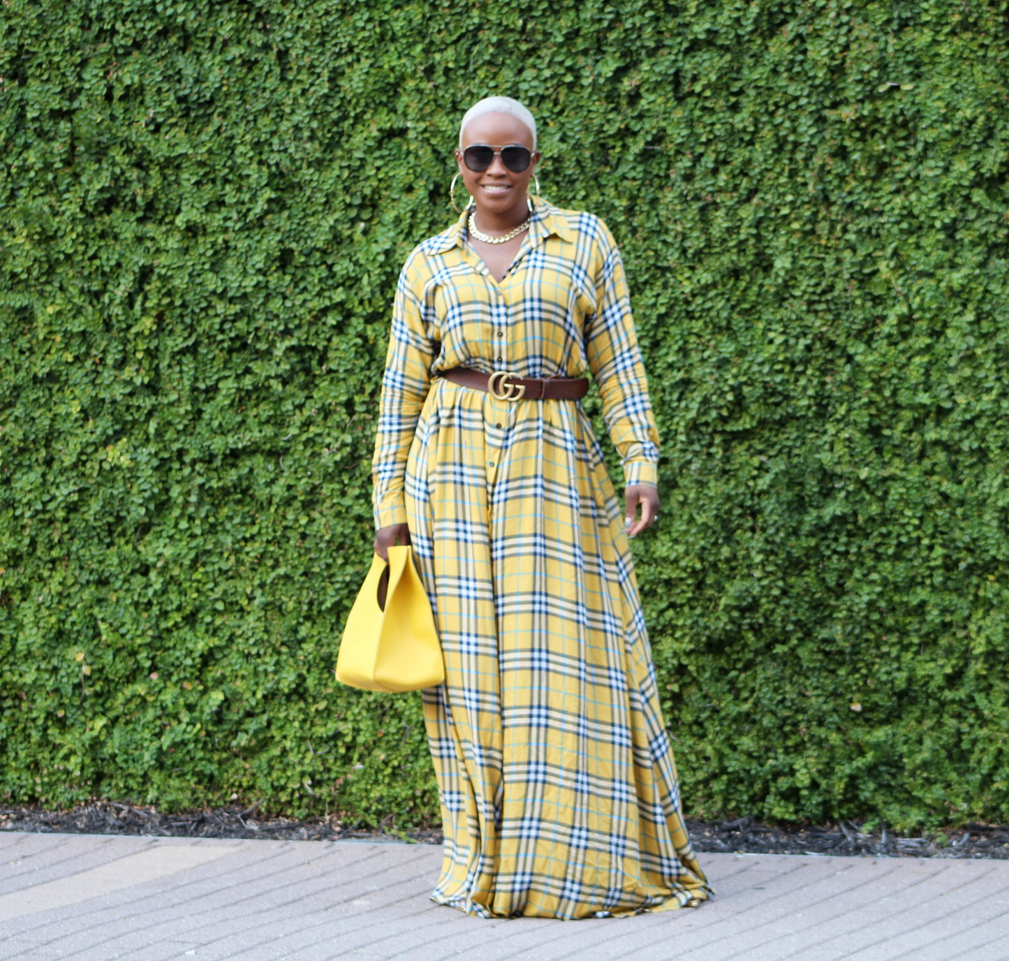PLUS SIZE--Hello Sunshine Plaid Maxi Dress