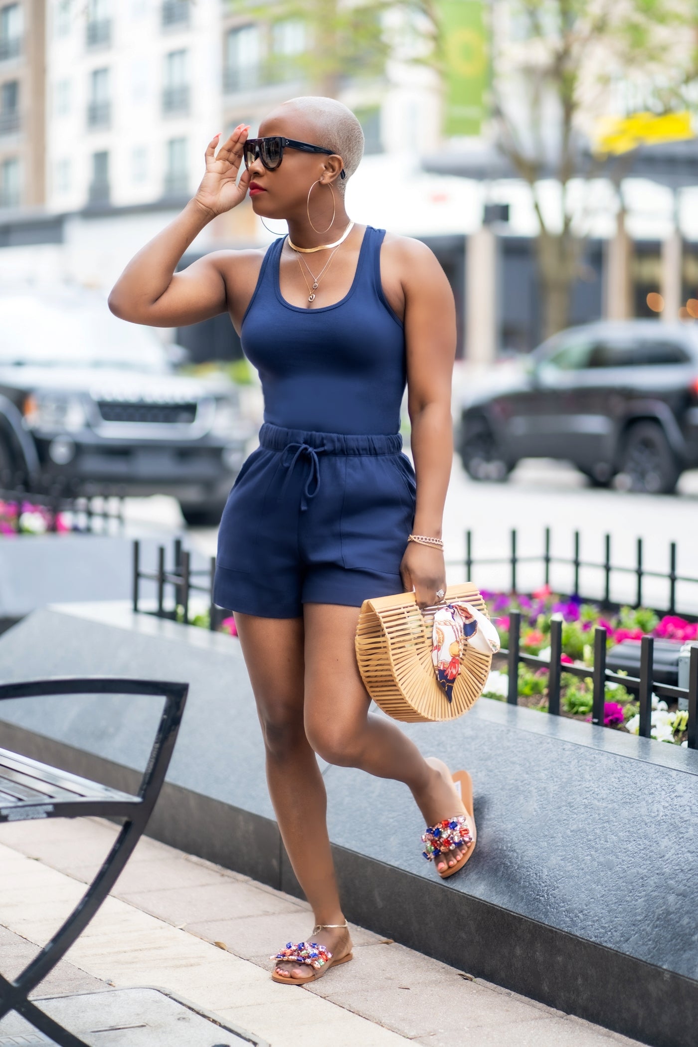 Navy Blue Drawstring Shorts W/Pockets