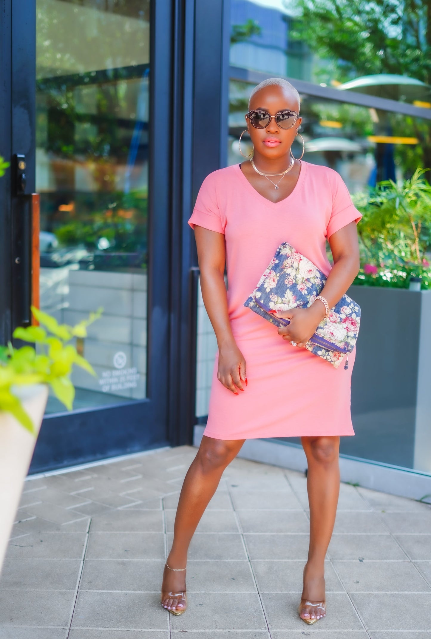 PLUS SIZE--Light Coral Boss Lady Knee Length Dress