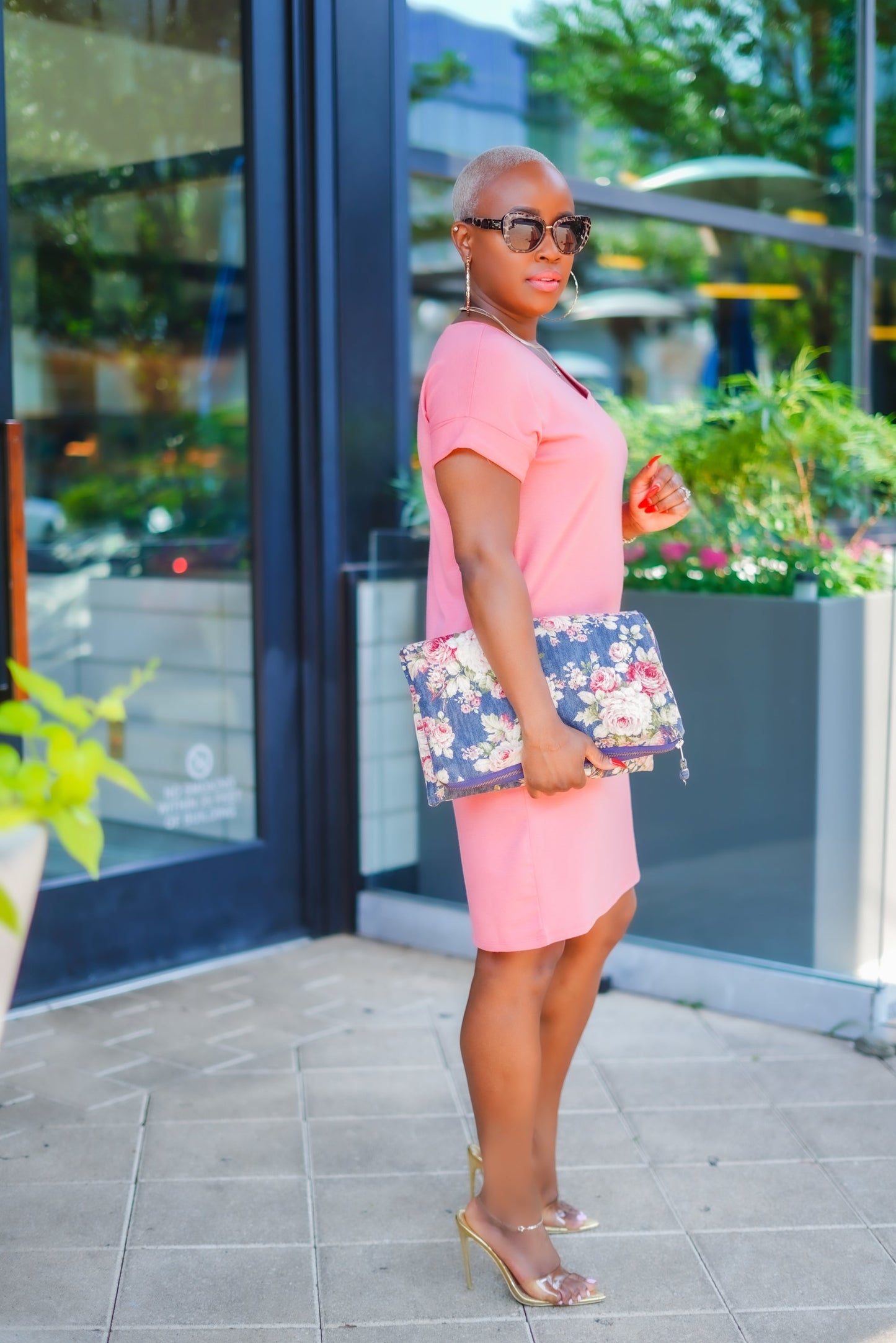 PLUS SIZE--Light Coral Boss Lady Knee Length Dress