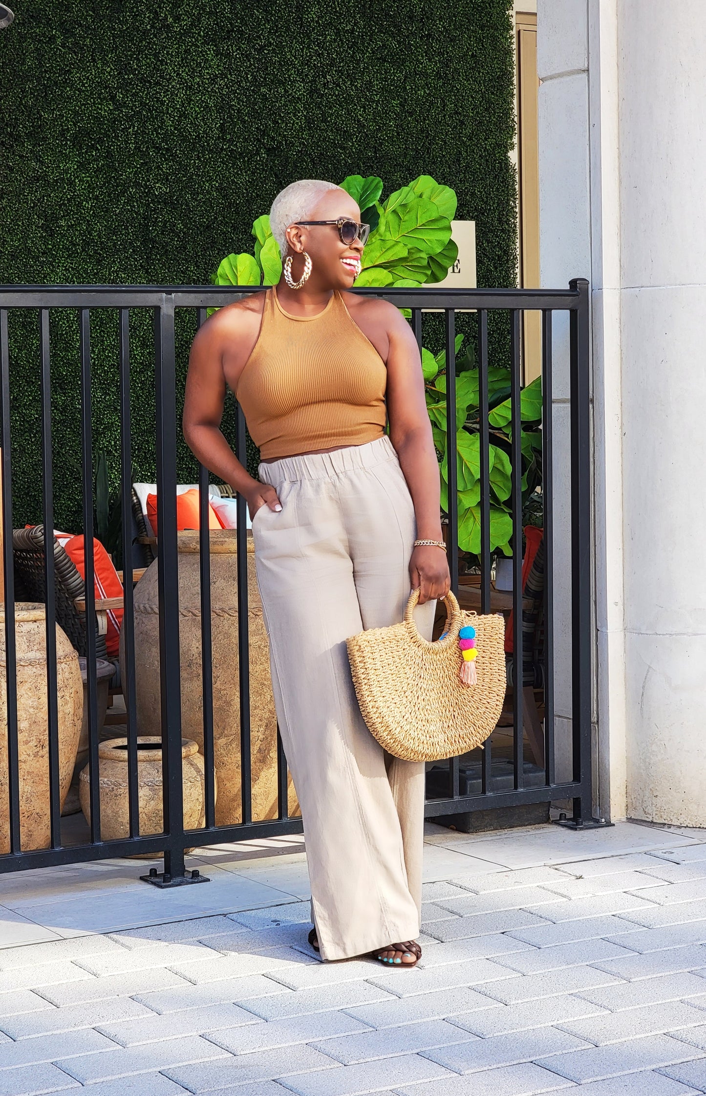 PLUS SIZE--Summer Resort Linen Pants (Mocha Tan)