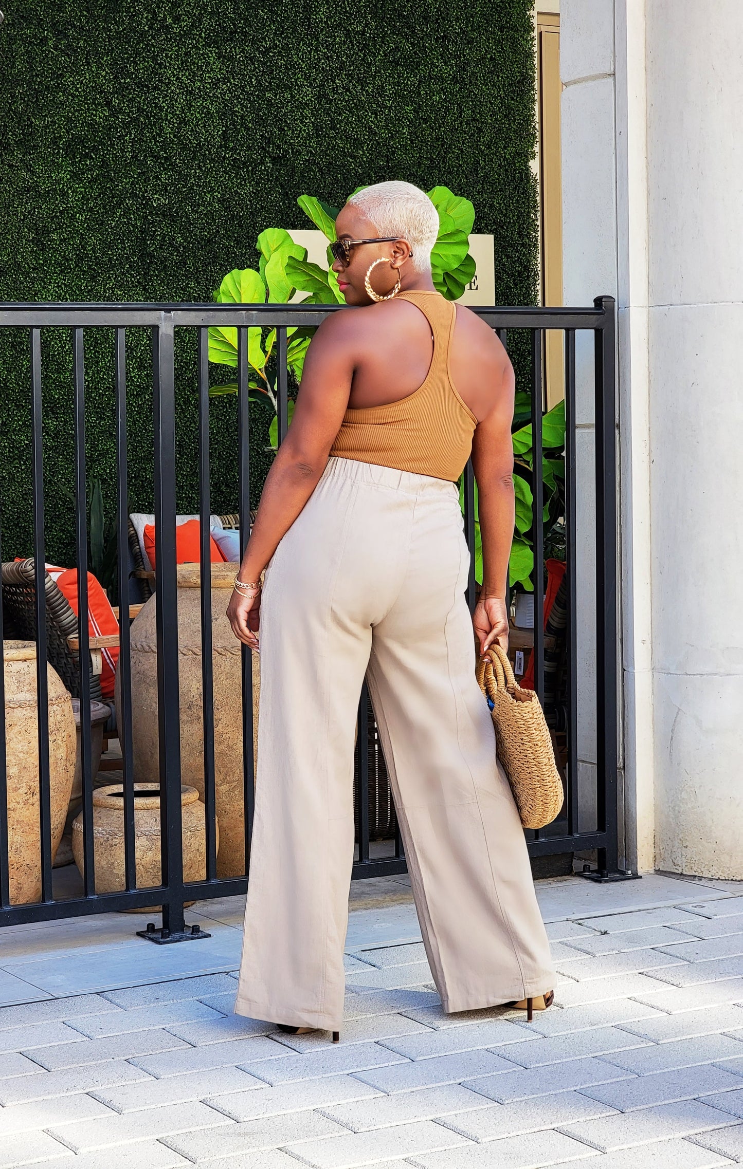 PLUS SIZE--Summer Resort Linen Pants (Mocha Tan)