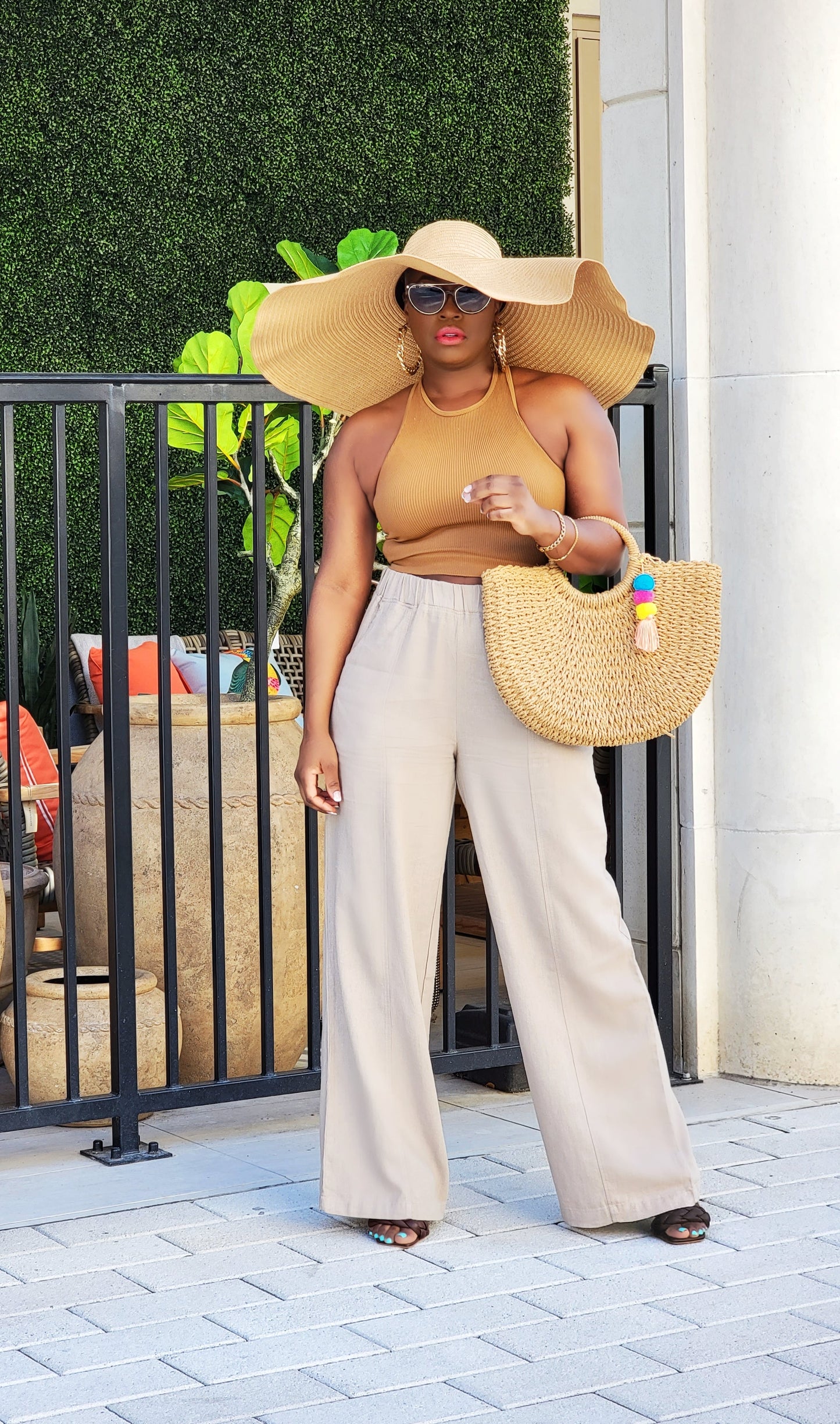 PLUS SIZE--Summer Resort Linen Pants (Mocha Tan)