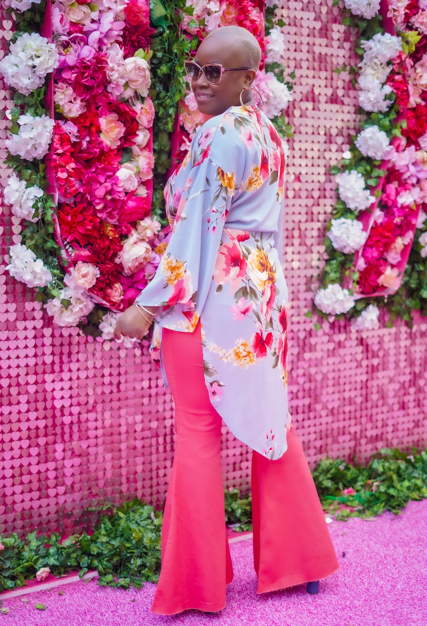 Long Floral Print Kimono