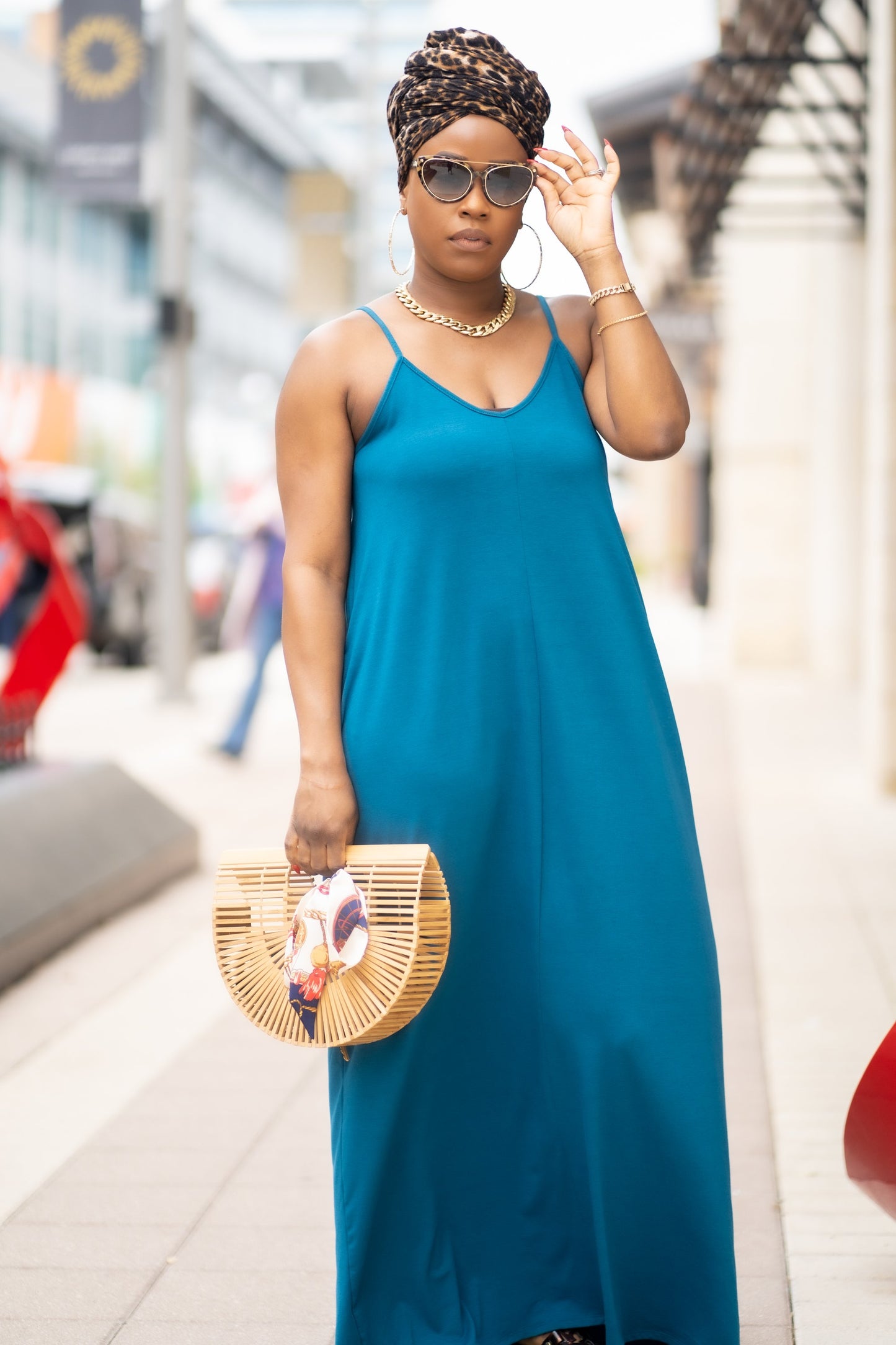 PLUS SIZE--Beachside Resort Maxi Dress (Ocean Blue)