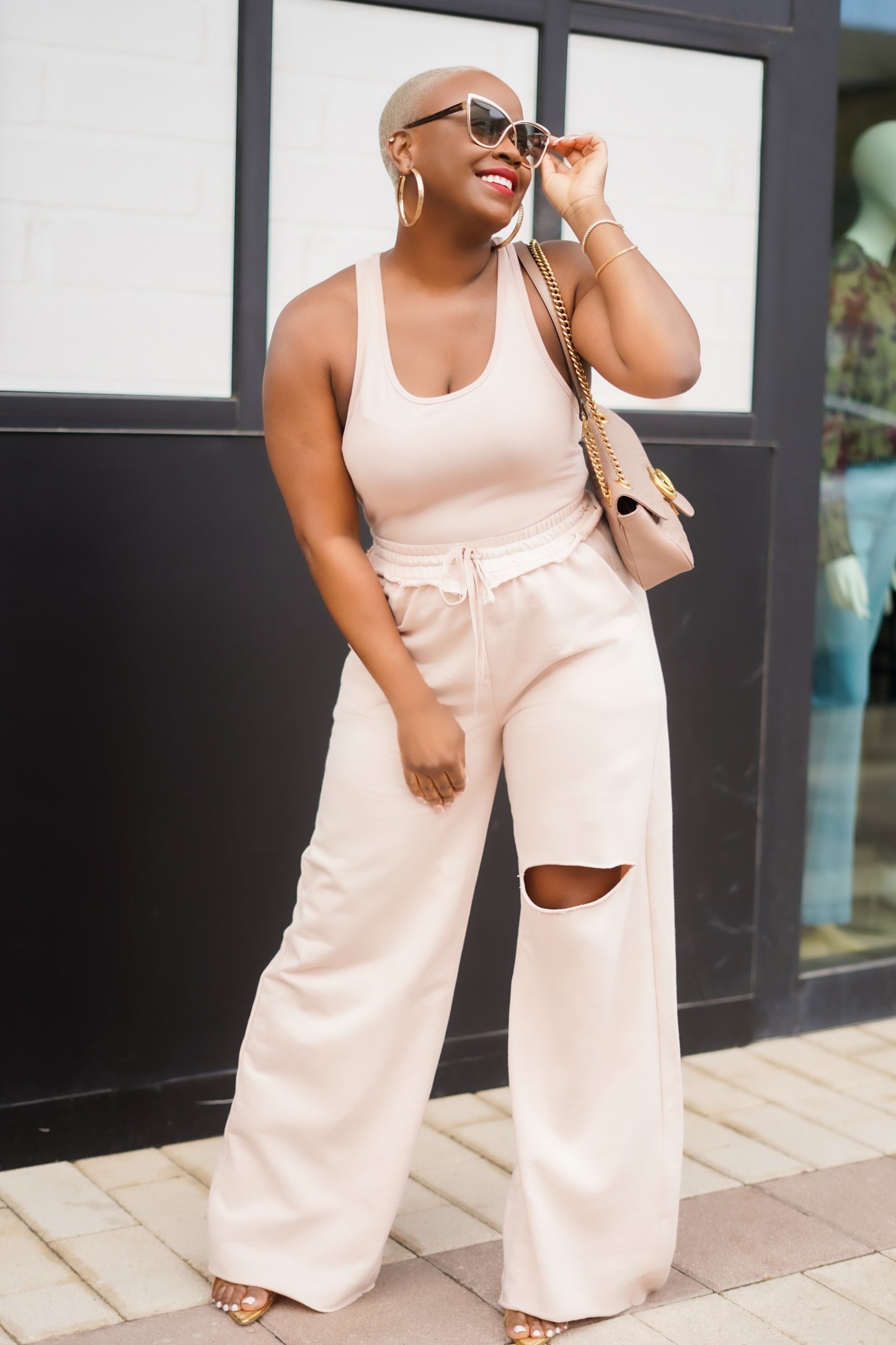 Premium Cotton Racer Back Tank Bodysuit (Vanilla Cream)