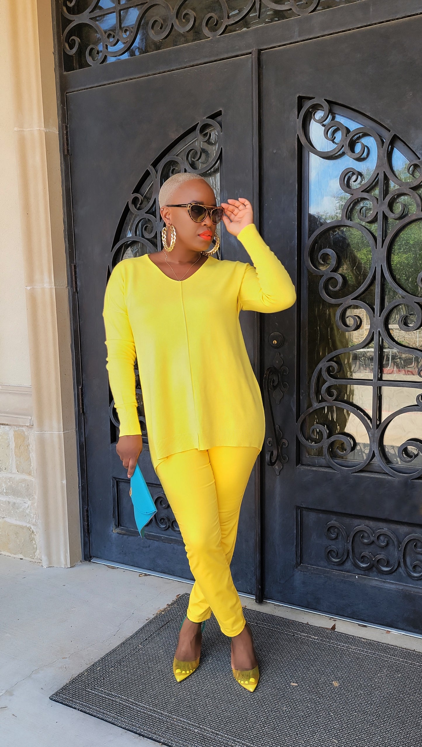 High Rise Skinny Denim Pants (Sunny Yellow)