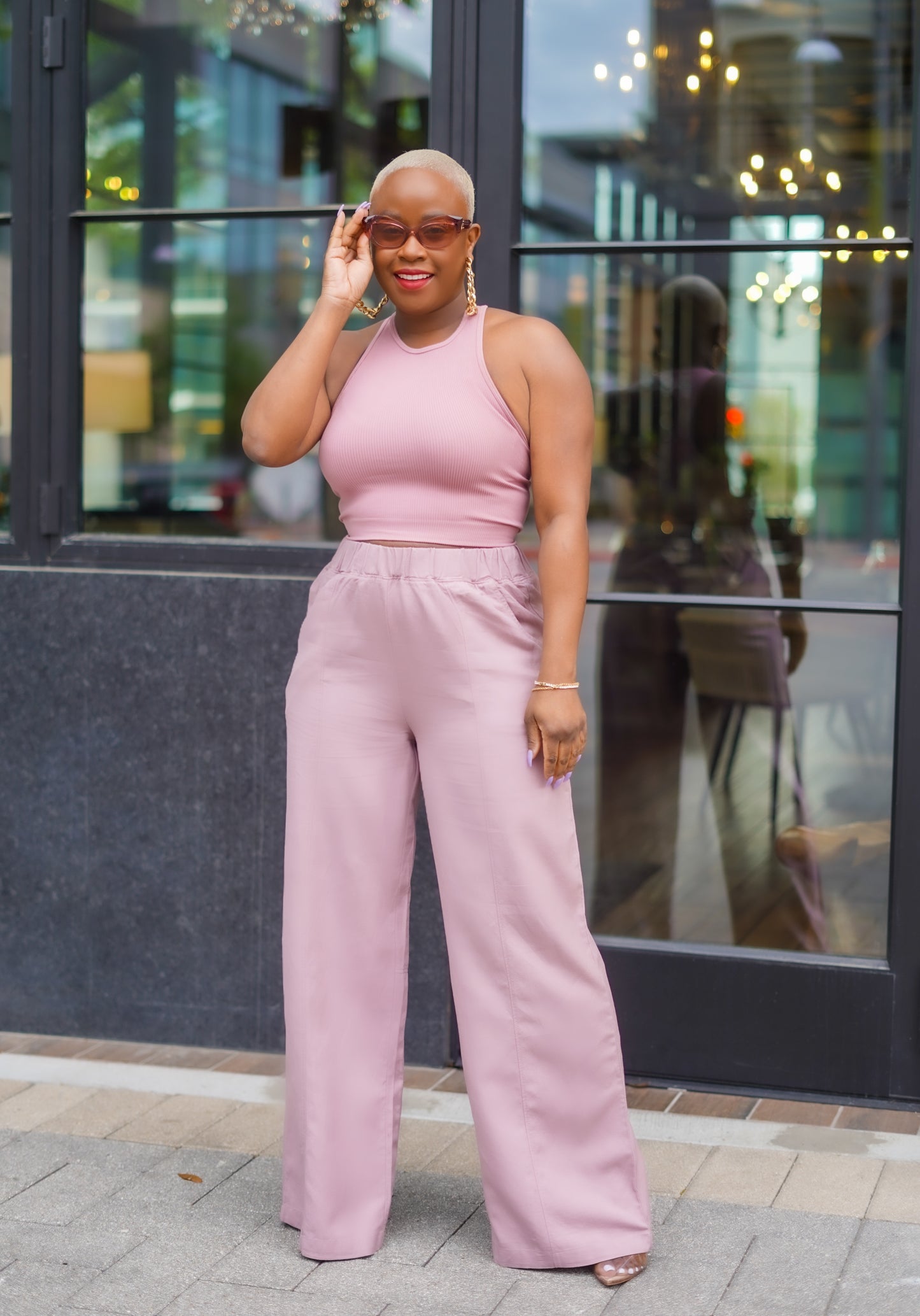 Summer Resort Linen Pants (Light Rose)