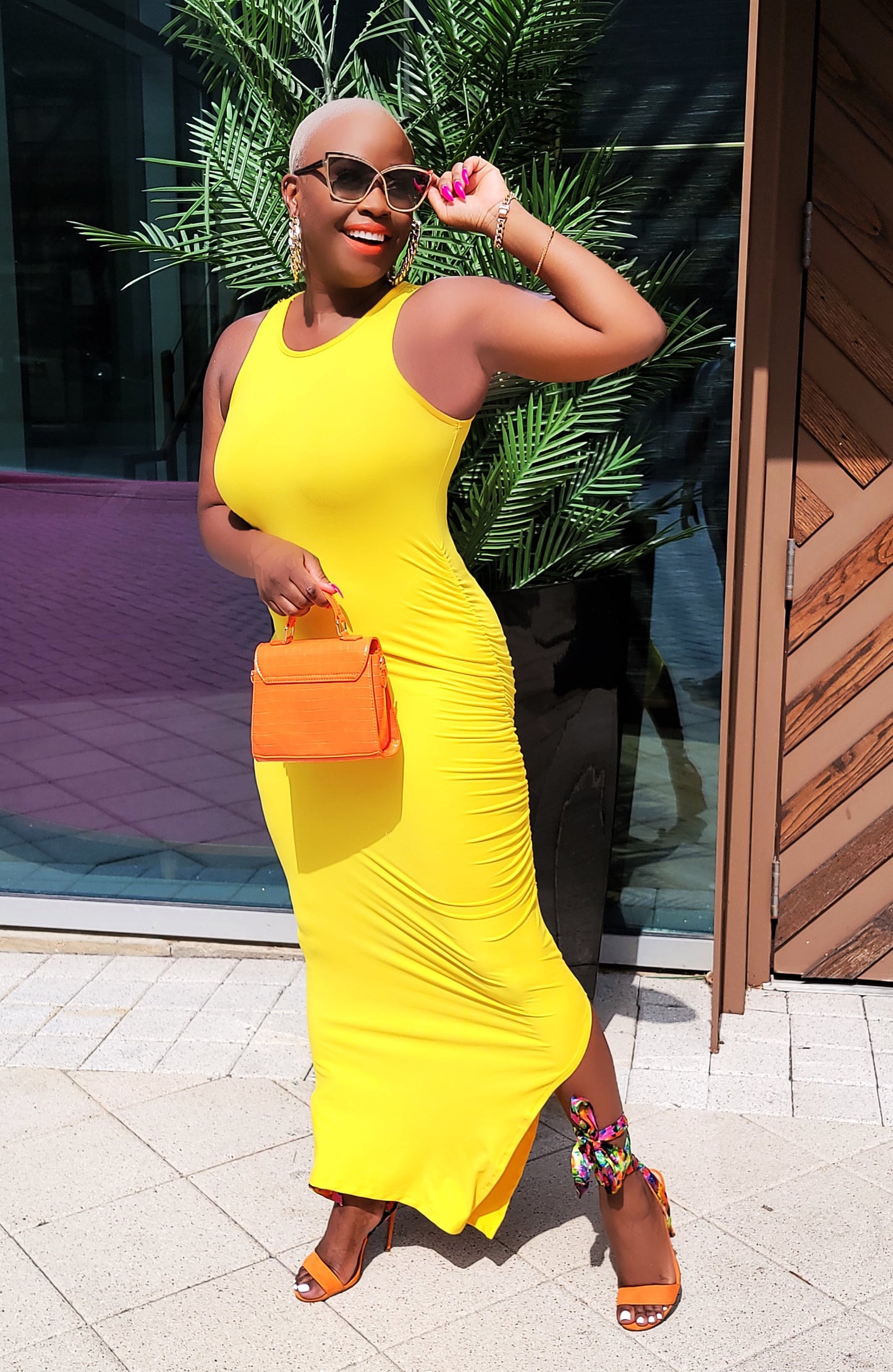 Sunflower Gal Ruched Maxi Dress