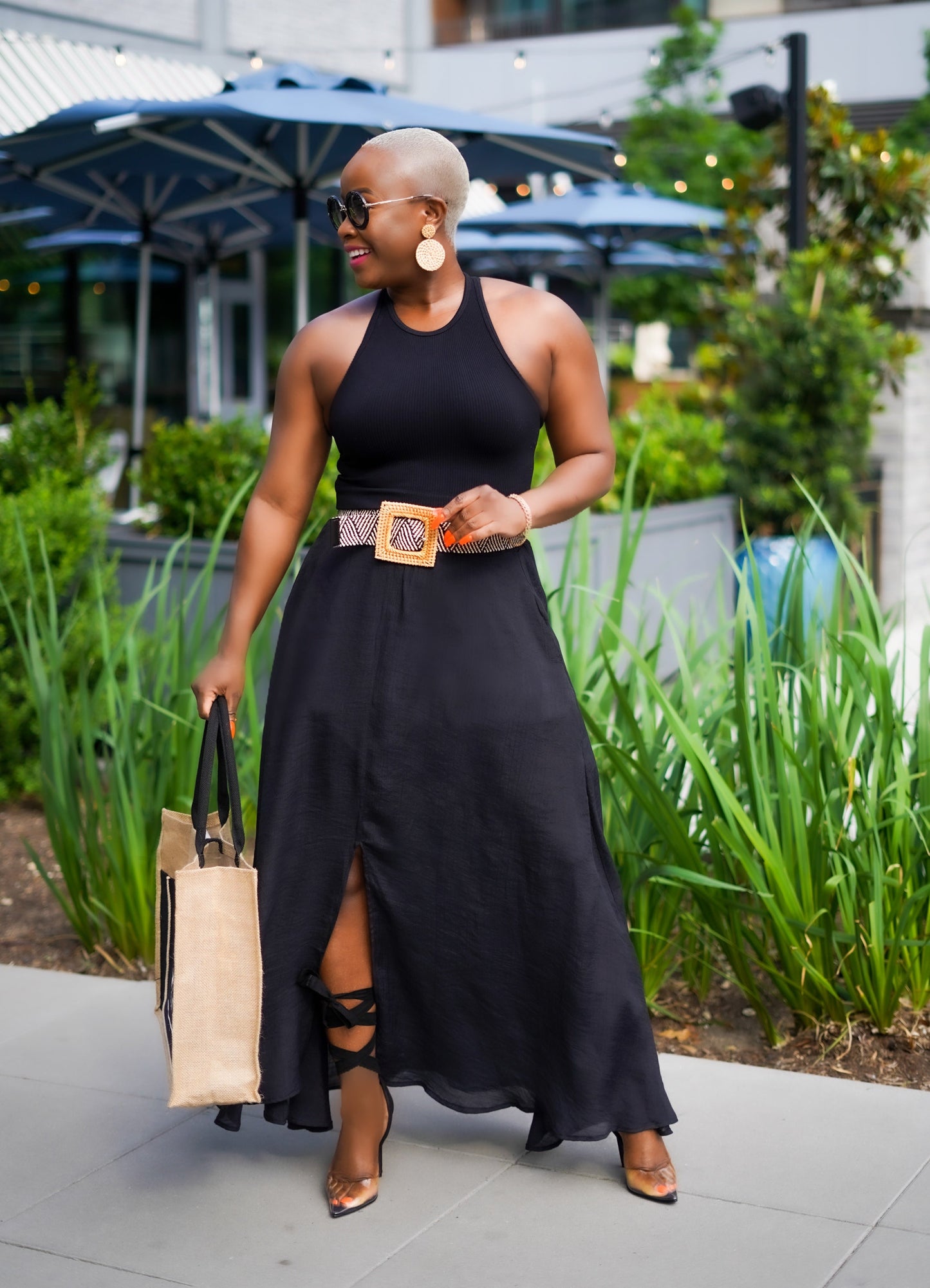 PLUS SIZE—Caramel Queen Ribbed High Neck Cropped Top (Black)