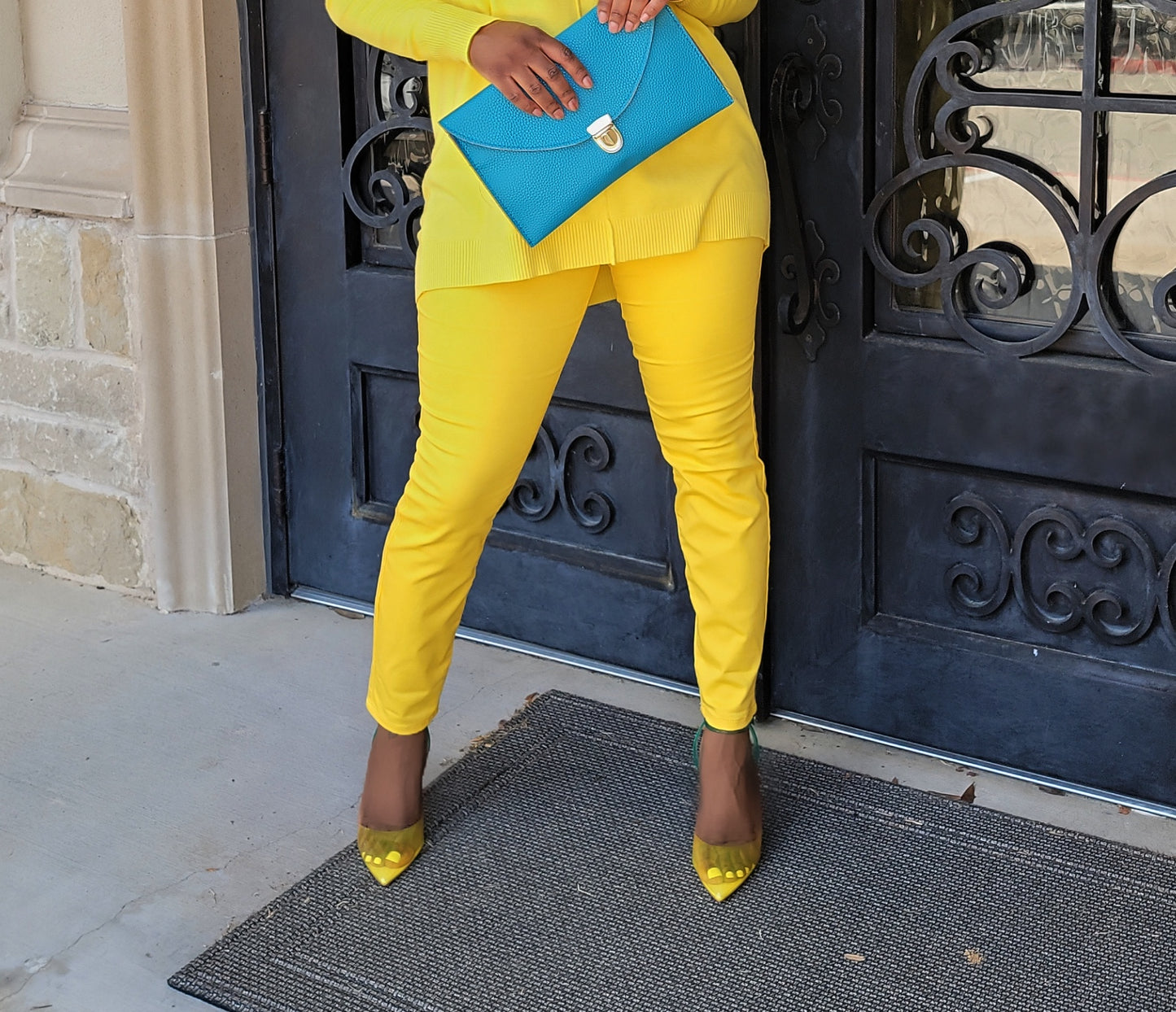 High Rise Skinny Denim Pants (Sunny Yellow)