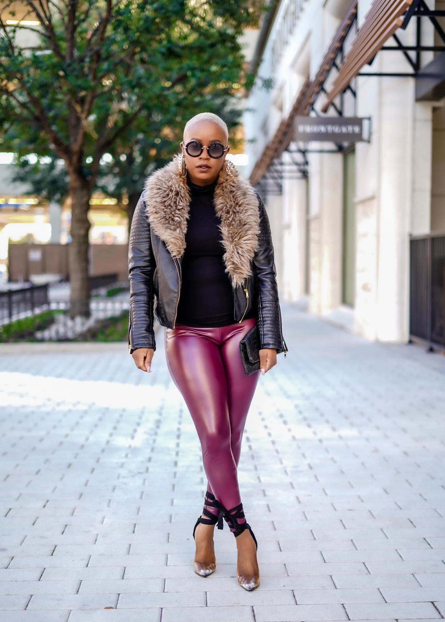Burgundy High Waisted Faux Leather Leggings