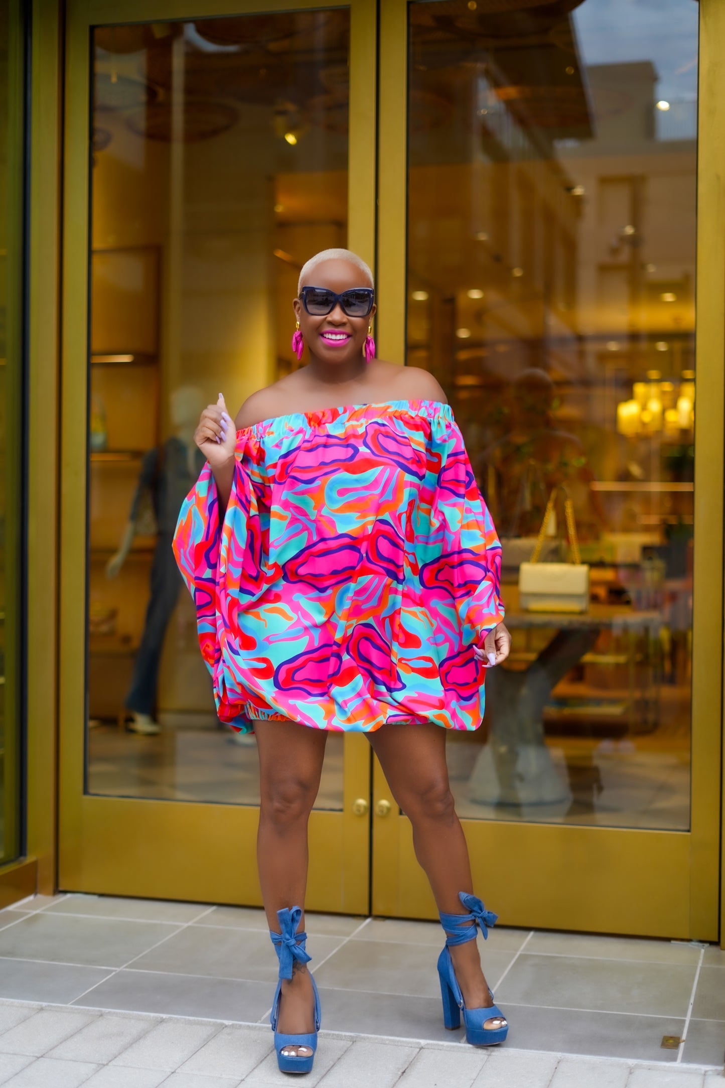 Colorful Abstract Puff Sleeve Mini Dress—Week Of 11/10/25