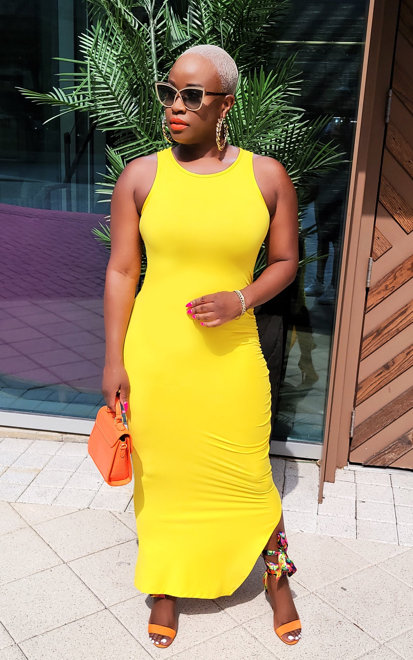 Sunflower Gal Ruched Maxi Dress