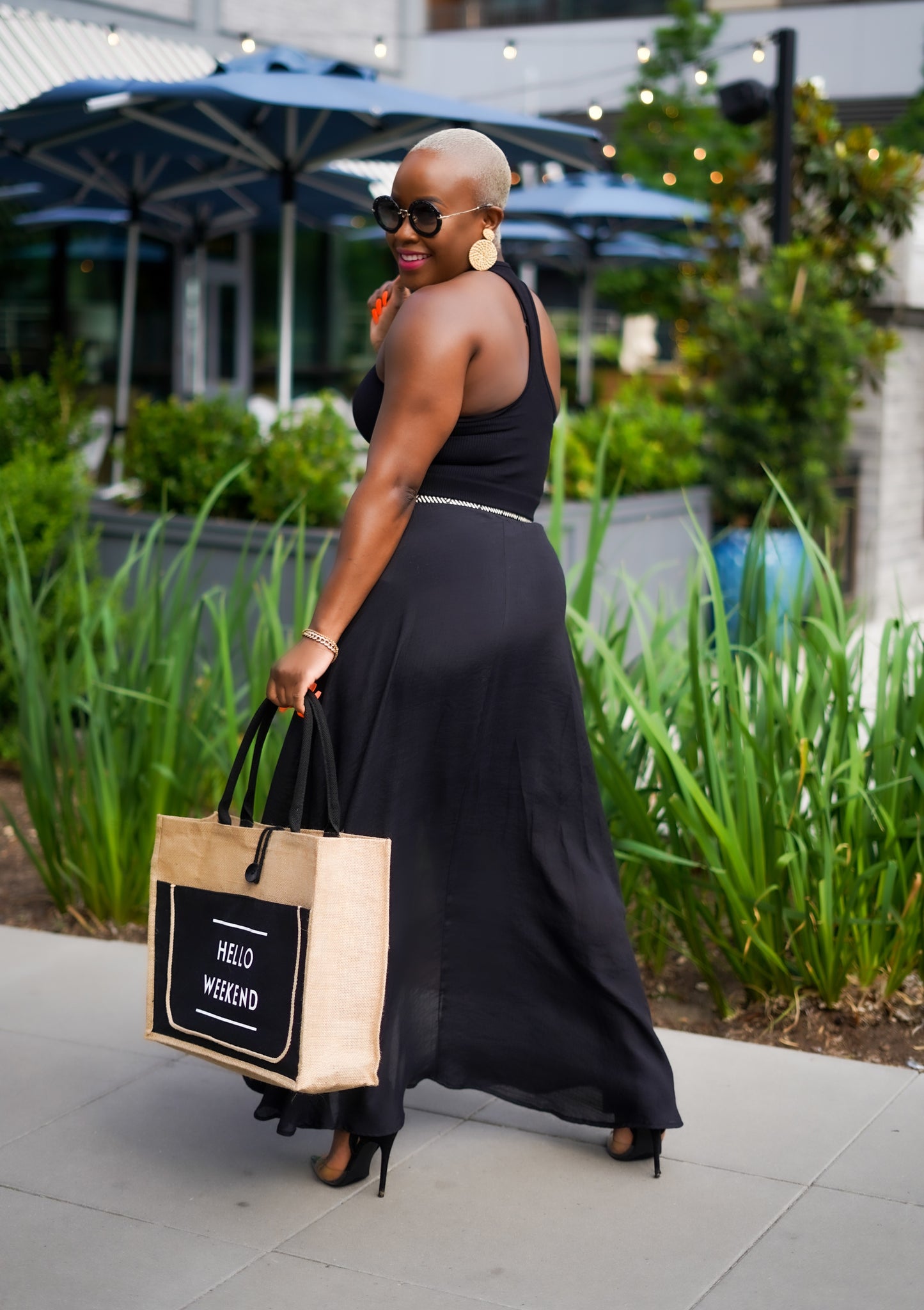 Boss Lady Smocked Drawstring Maxi Skirt