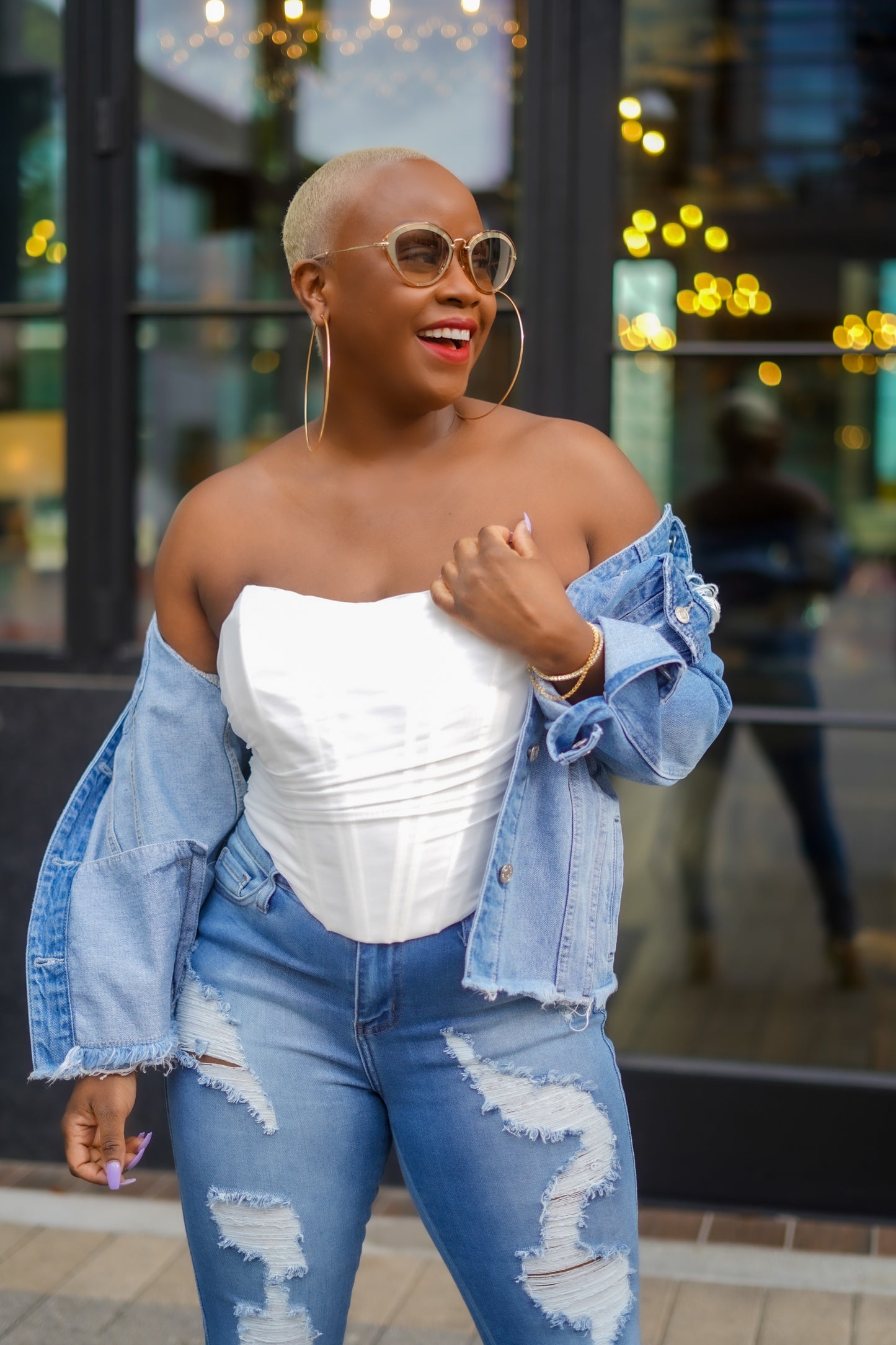 High Waisted Distressed Skinny Jeans